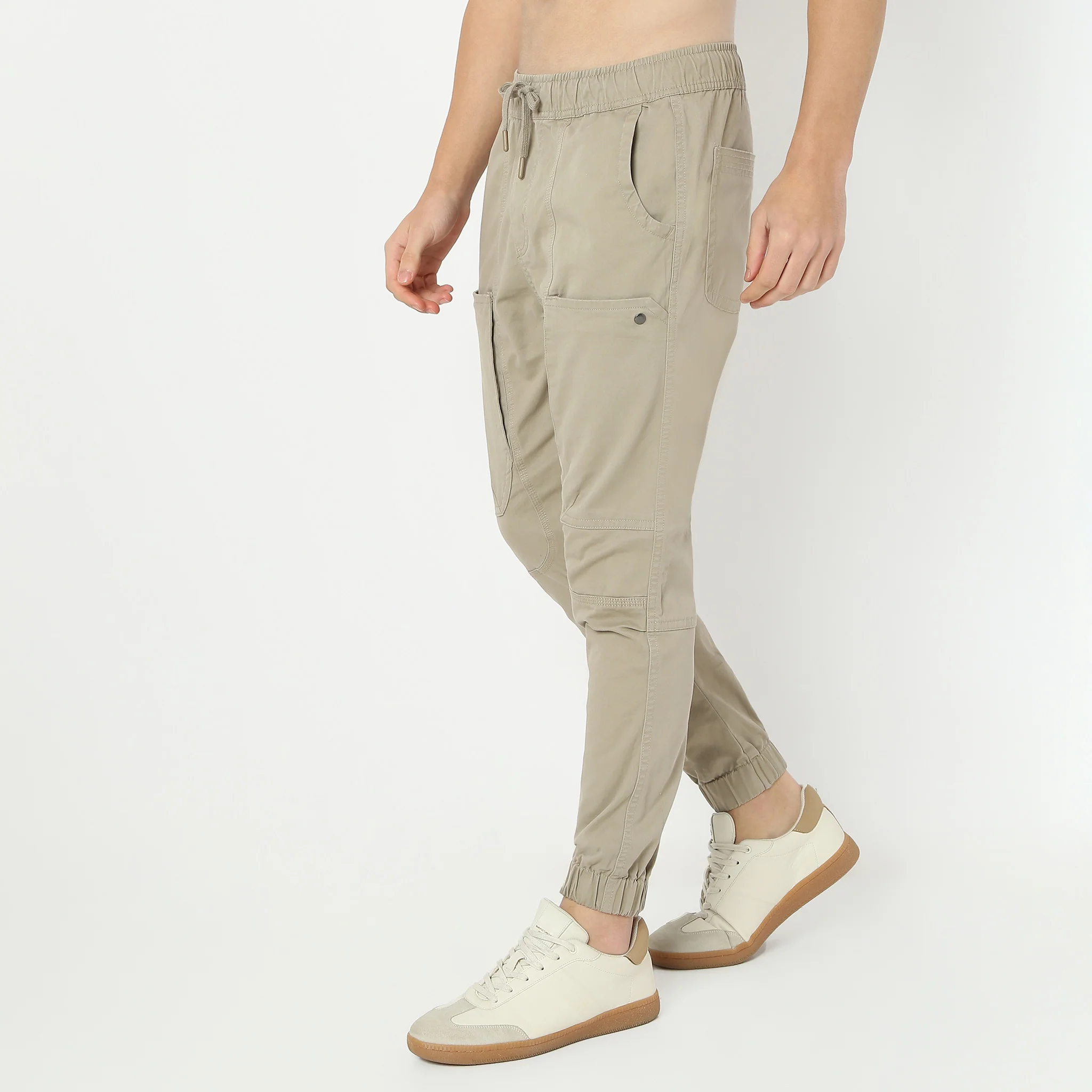 Ankle Length Elasticated Waistband With Drawstring Closure Cargo Joggers - Image 10