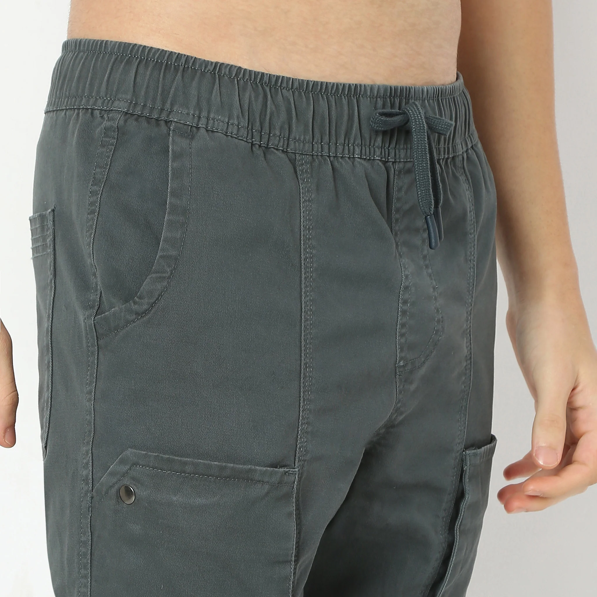 Ankle Length Elasticated Waistband With Drawstring Closure Cargo Joggers - Image 14