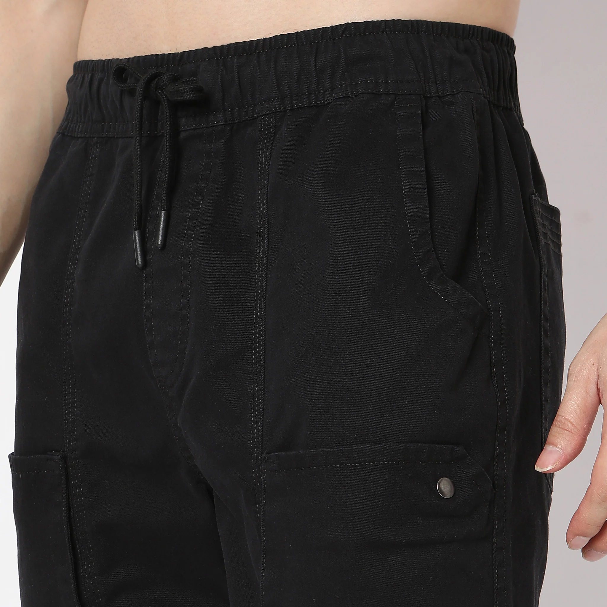 Ankle Length Elasticated Waistband With Drawstring Closure Cargo Joggers - Image 4