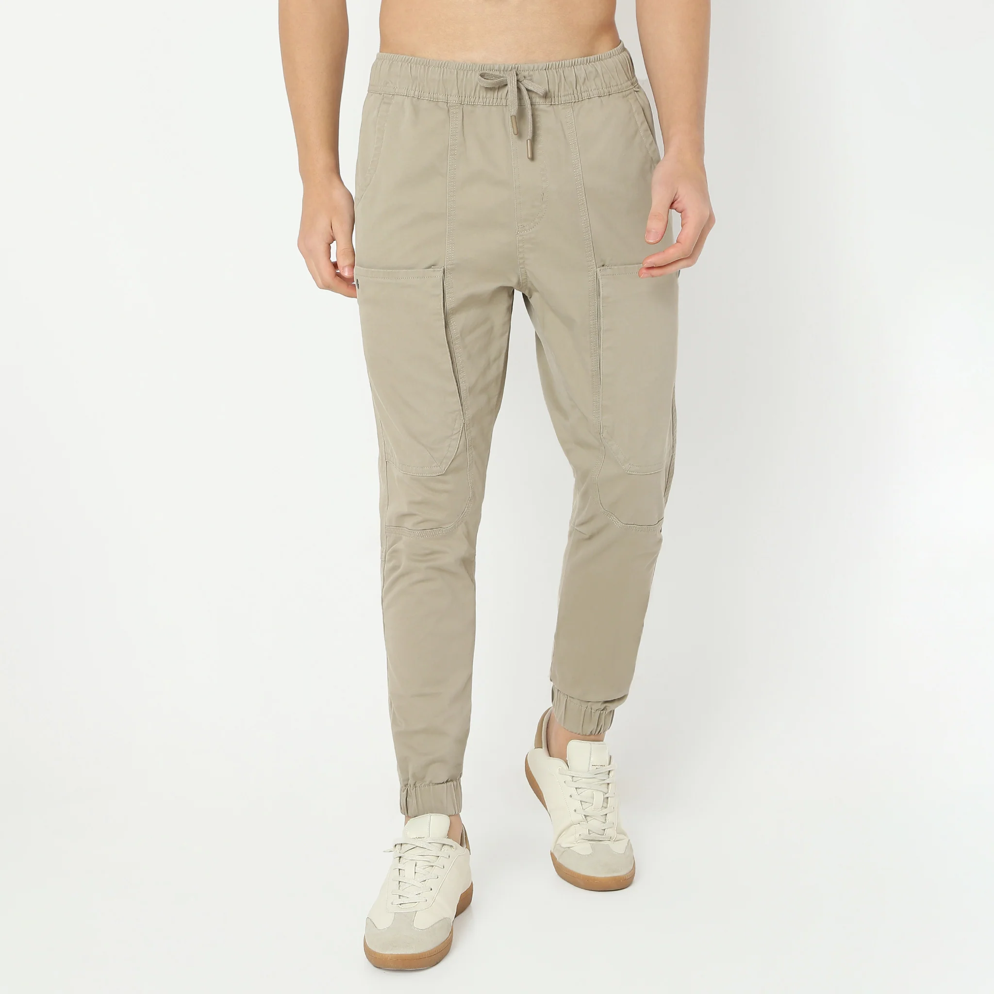 Ankle Length Elasticated Waistband With Drawstring Closure Cargo Joggers - Image 7