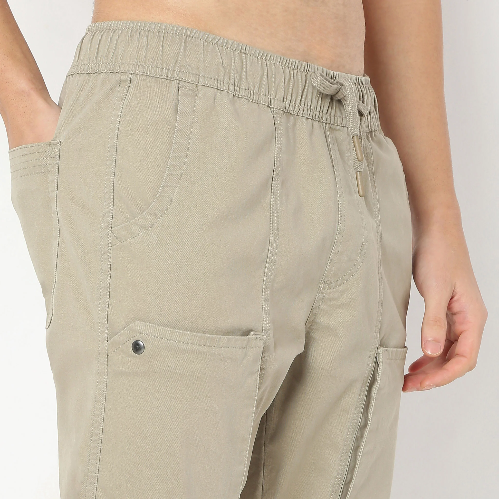 Ankle Length Elasticated Waistband With Drawstring Closure Cargo Joggers - Image 9