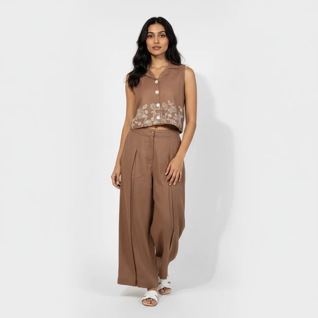 Ankle Length Solid Flared Pants