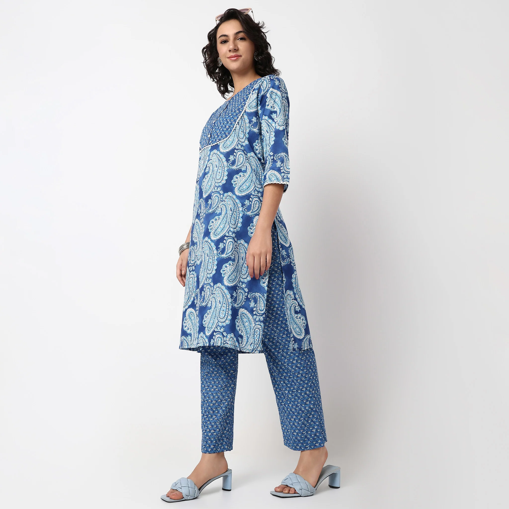 Cotton Ankle Length Straight Pants