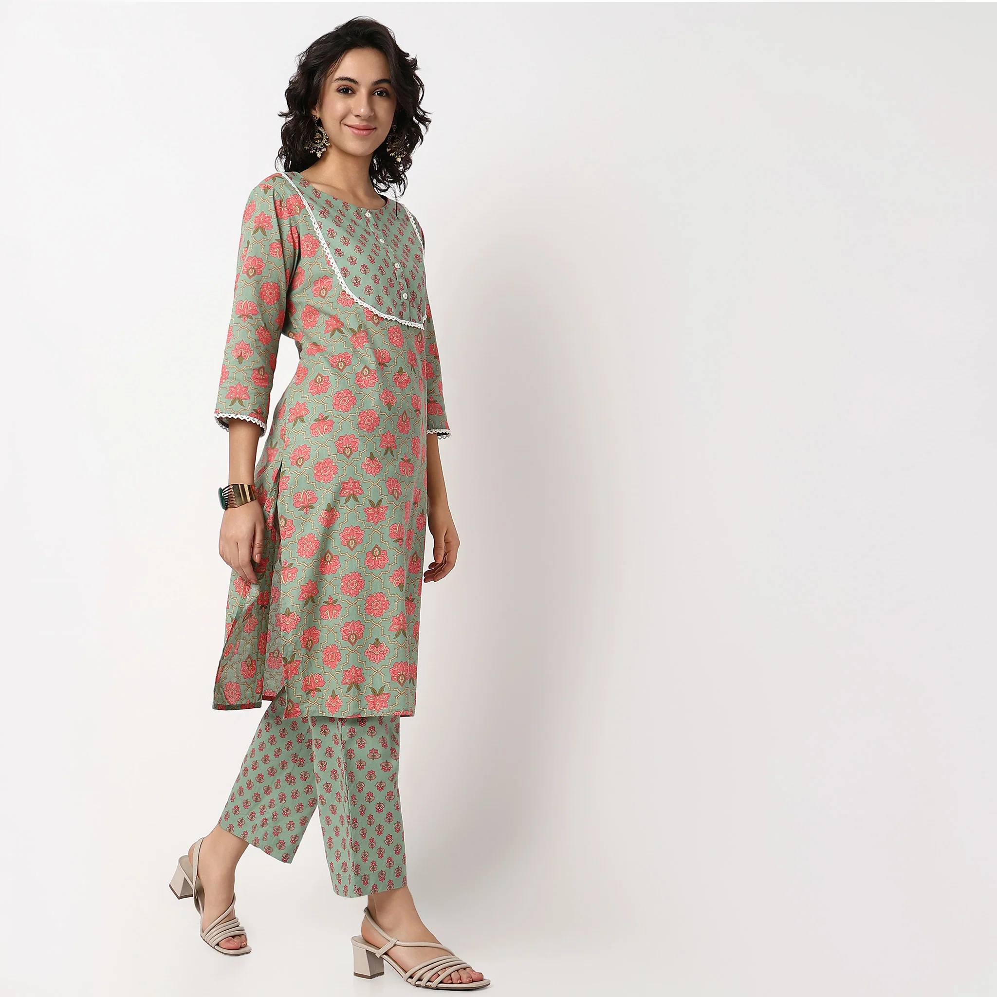 Cotton Ankle Length Straight Pants