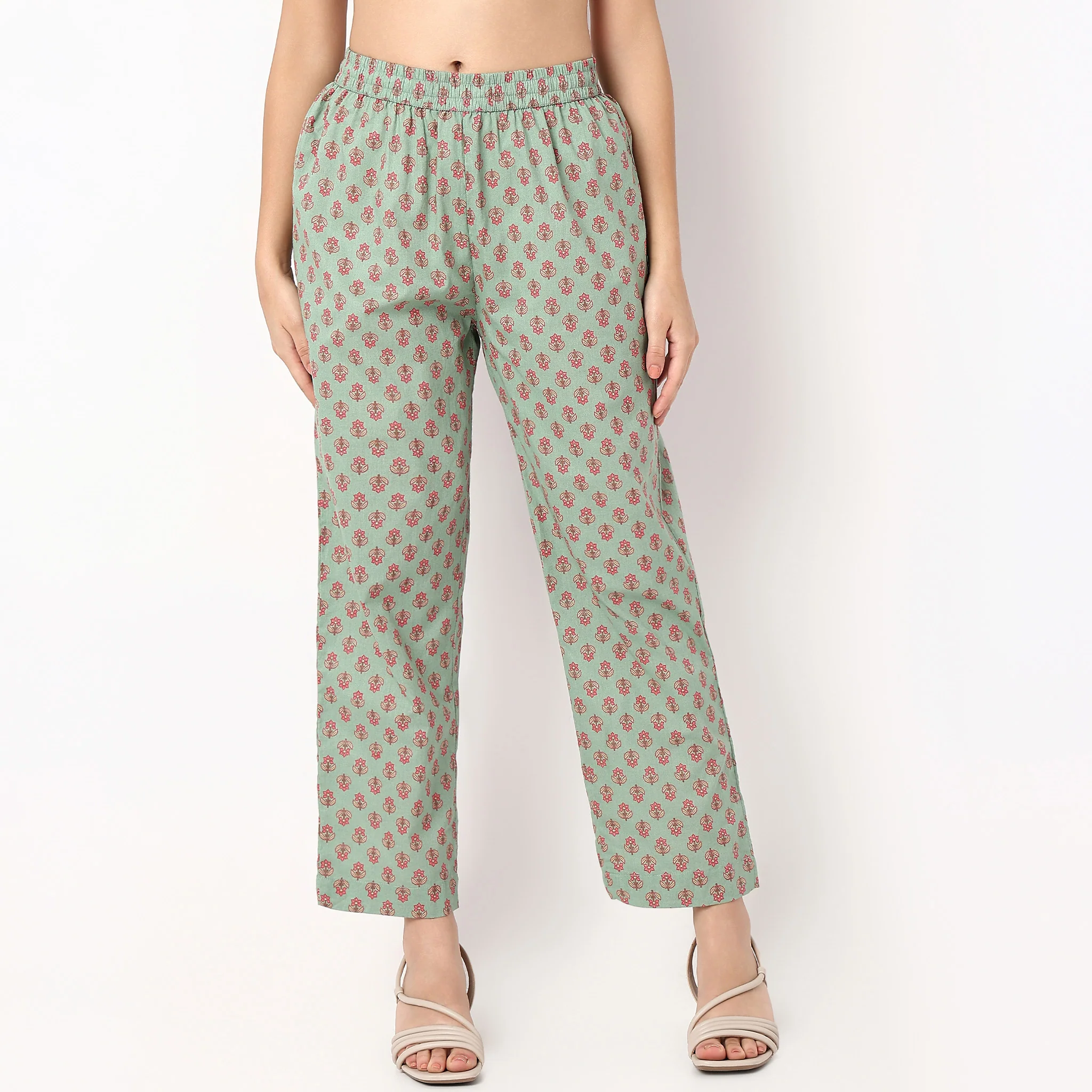 Cotton Ankle Length Straight Pants - Image 2