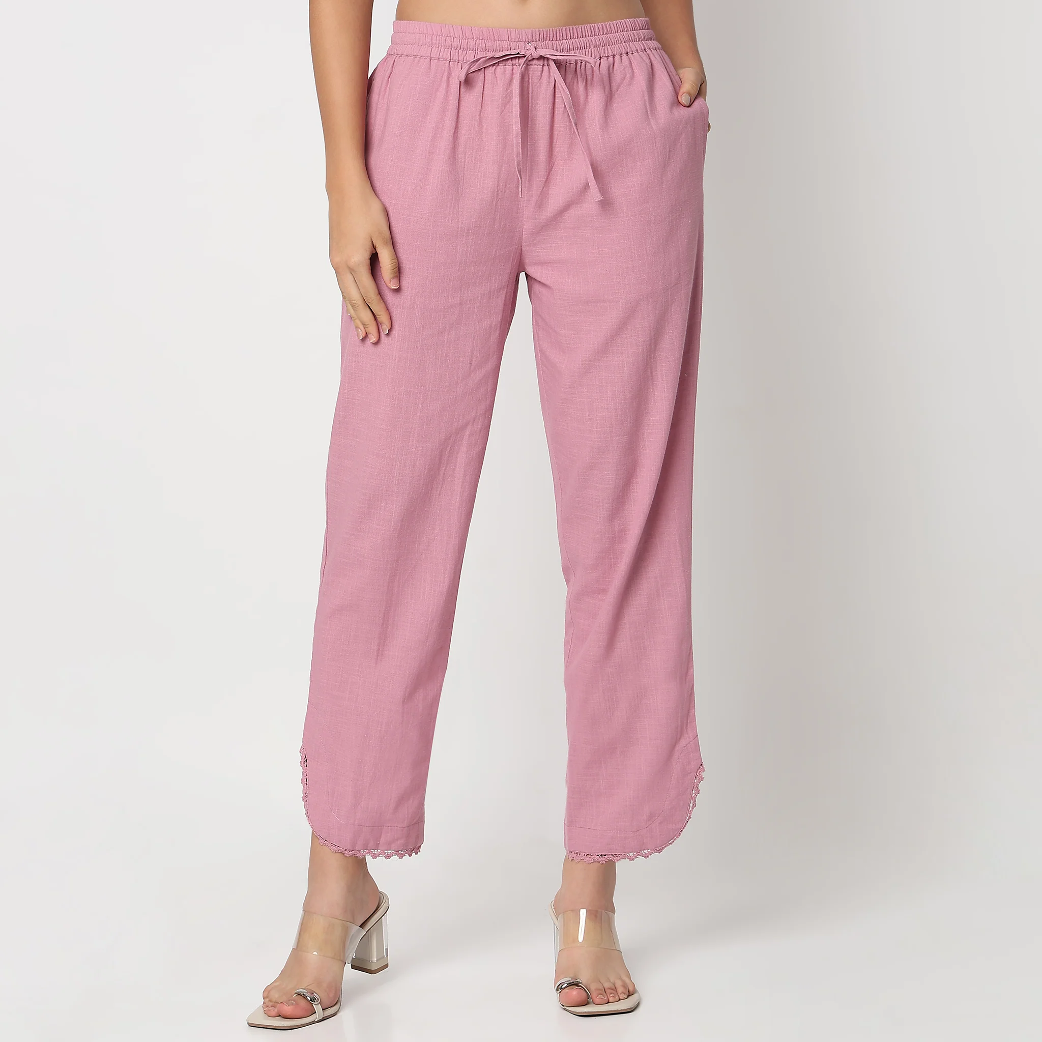 Ankle Length Straight Fit Knitted Ethnic Pants - Image 2