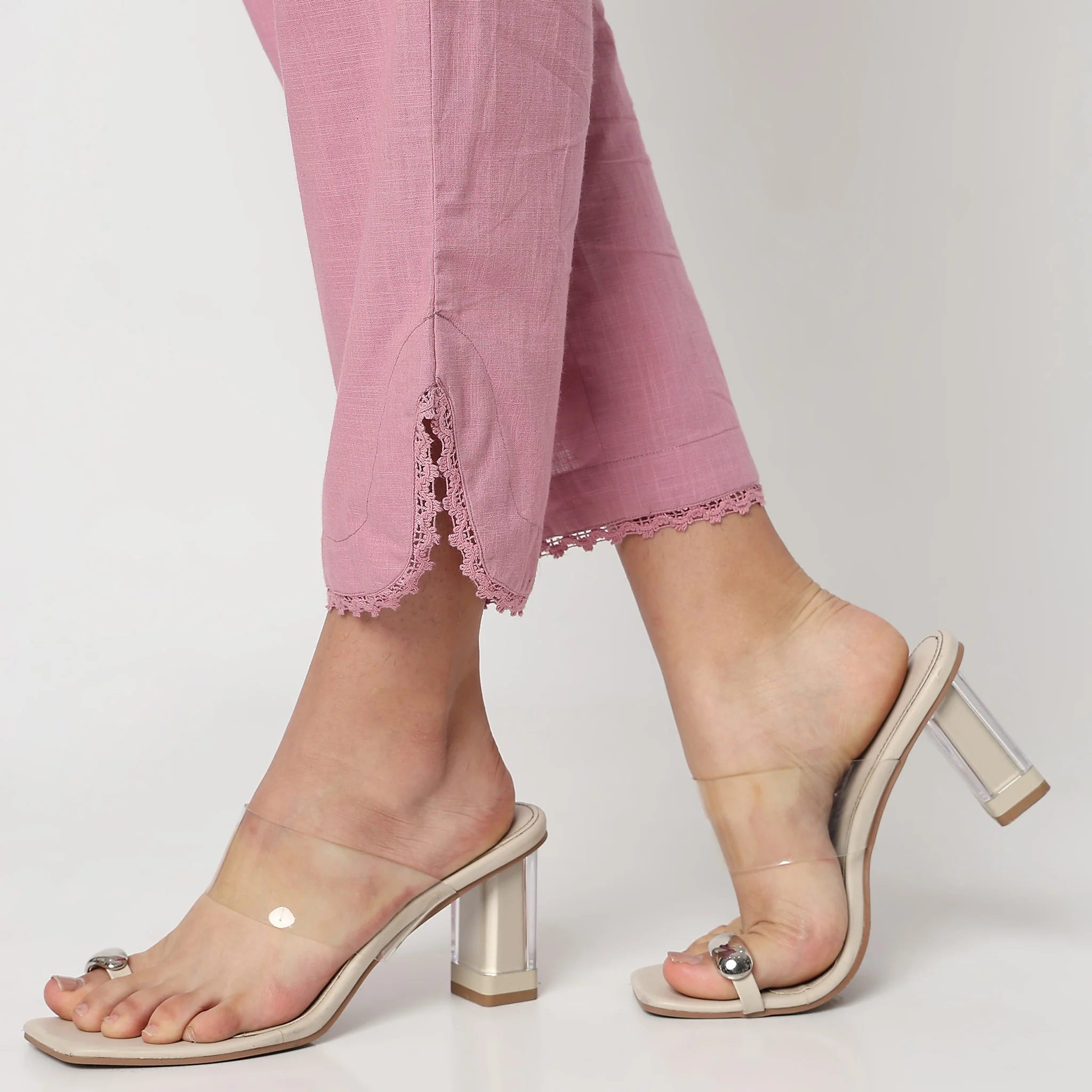 Ankle Length Straight Fit Knitted Ethnic Pants - Image 4