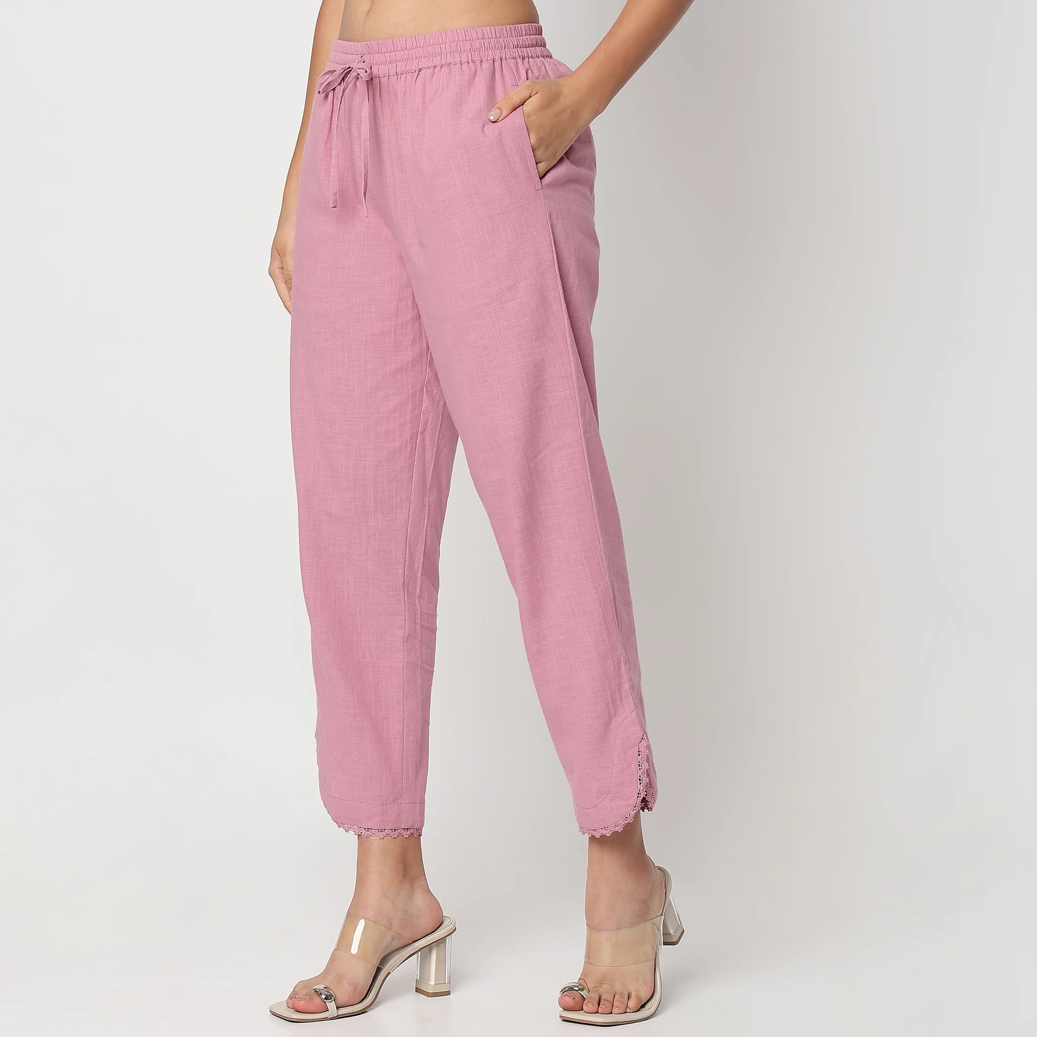 Ankle Length Straight Fit Knitted Ethnic Pants - Image 5