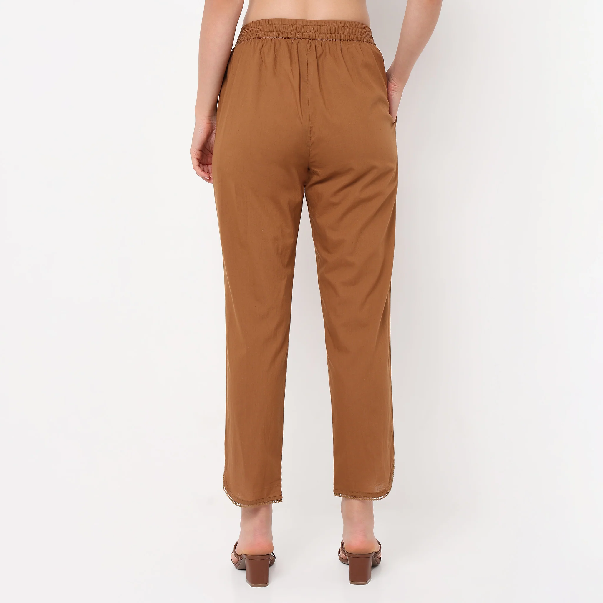 Ankle Length Straight Fit Woven Ethnic Pants - Image 3