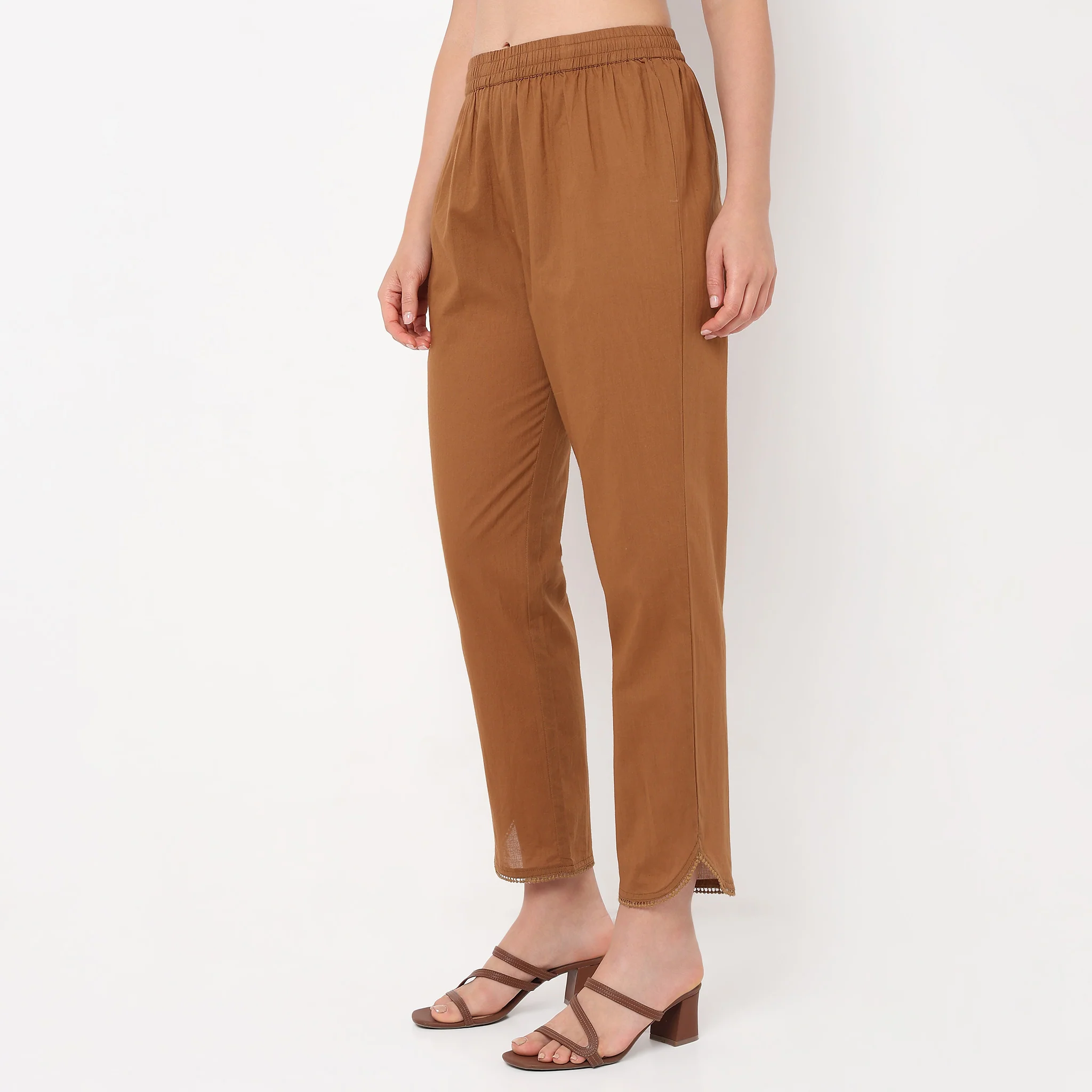 Ankle Length Straight Fit Woven Ethnic Pants - Image 4