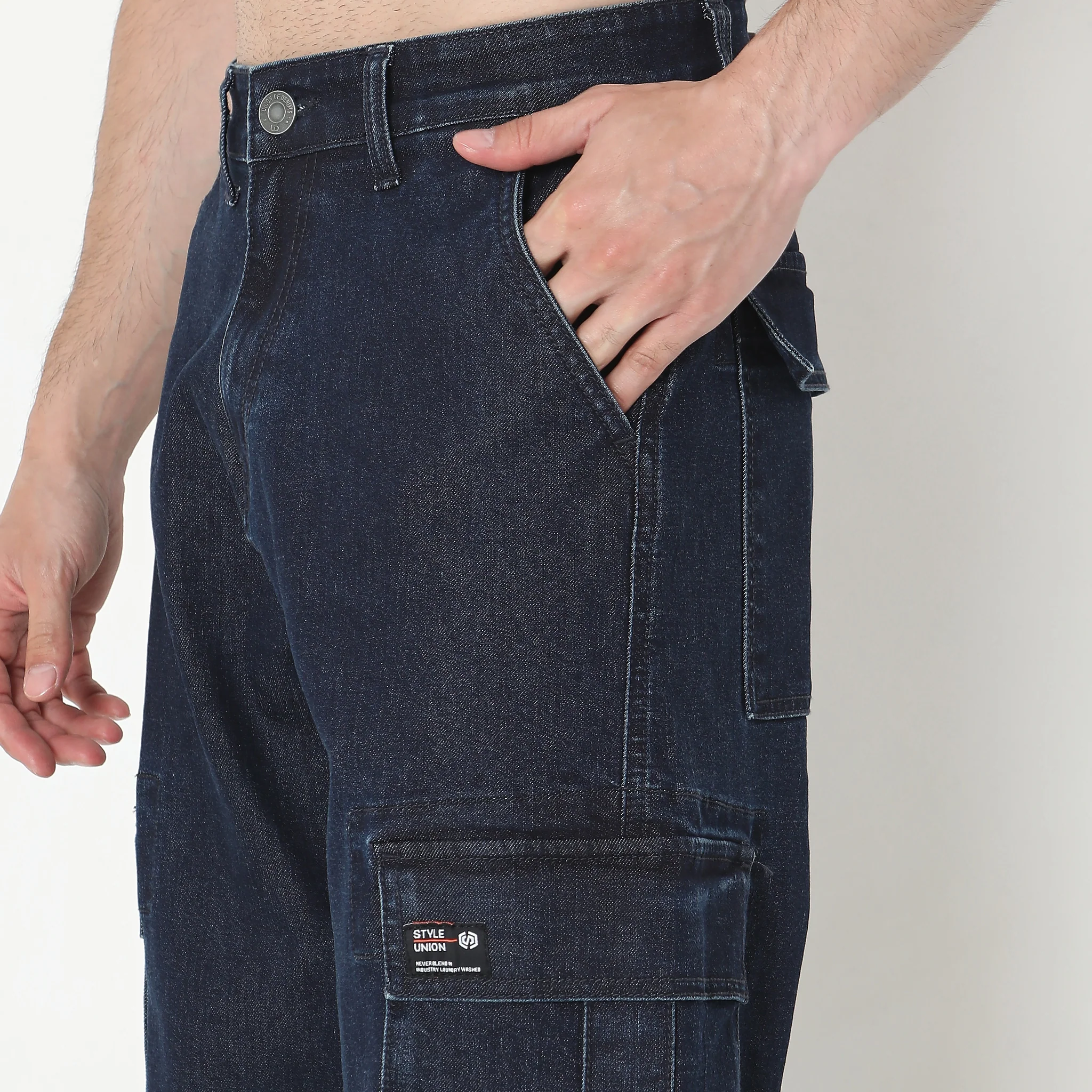 Union of Denim® - Dark Indigo Anit Fit - Cargo Pre-Rinsed E-fast Stretch Mid Rise - Image 4