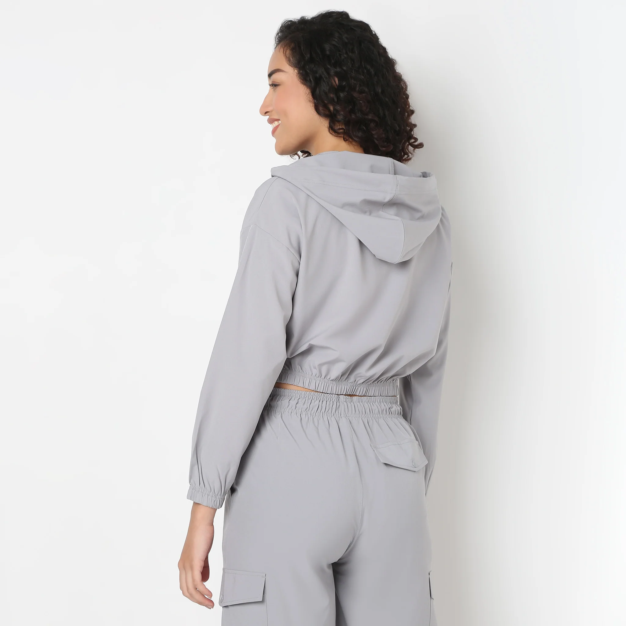 Athleisure Jacket With Frontal Zipper And Patch Pockets - Image 3