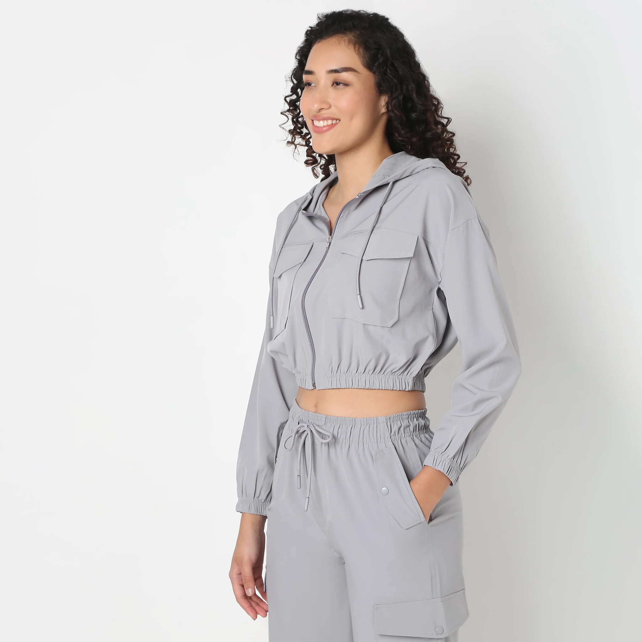 Athleisure Jacket With Frontal Zipper And Patch Pockets - Image 5