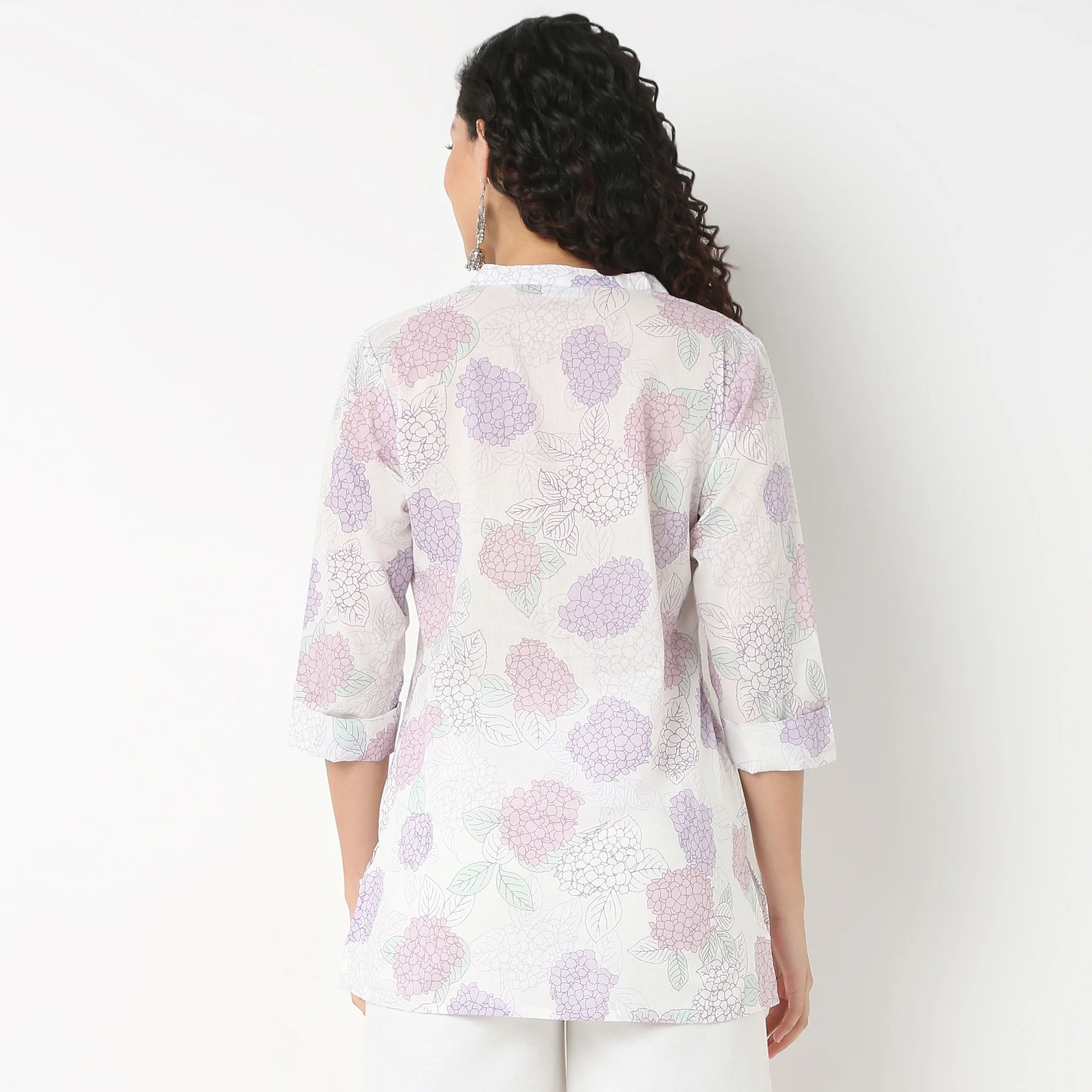 Band Neck Printed Short Kurti - Image 3