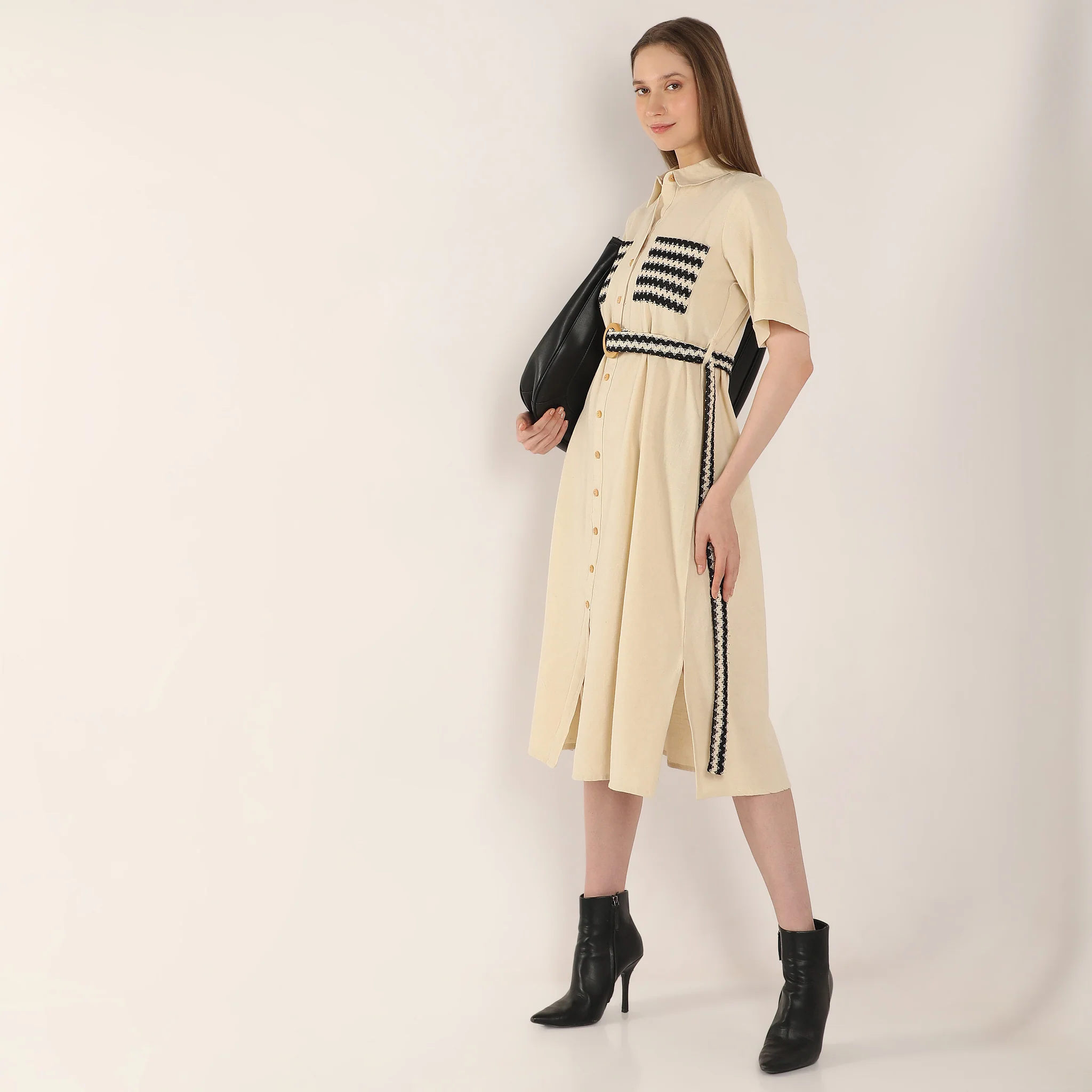 Below Knee Elegant Shirt Collar Dress