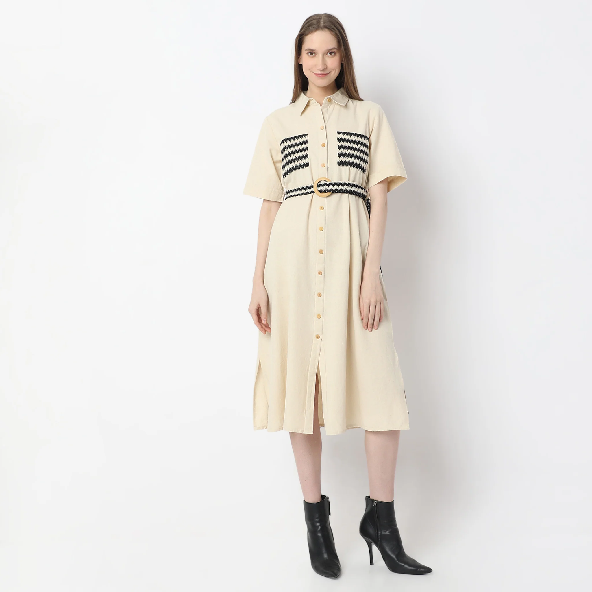 Below Knee Elegant Shirt Collar Dress - Image 2