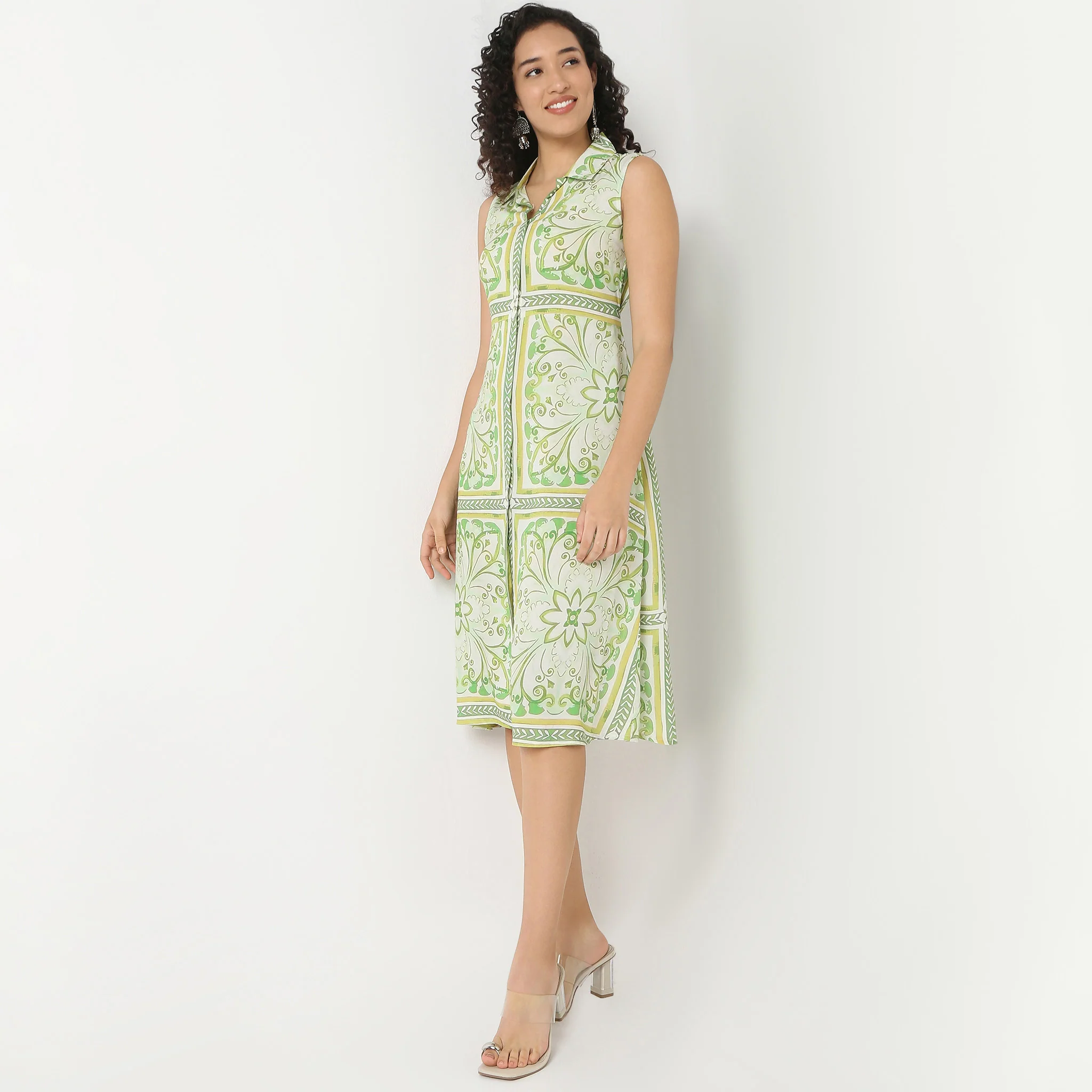 Belted Sleeveless Shirt Dress