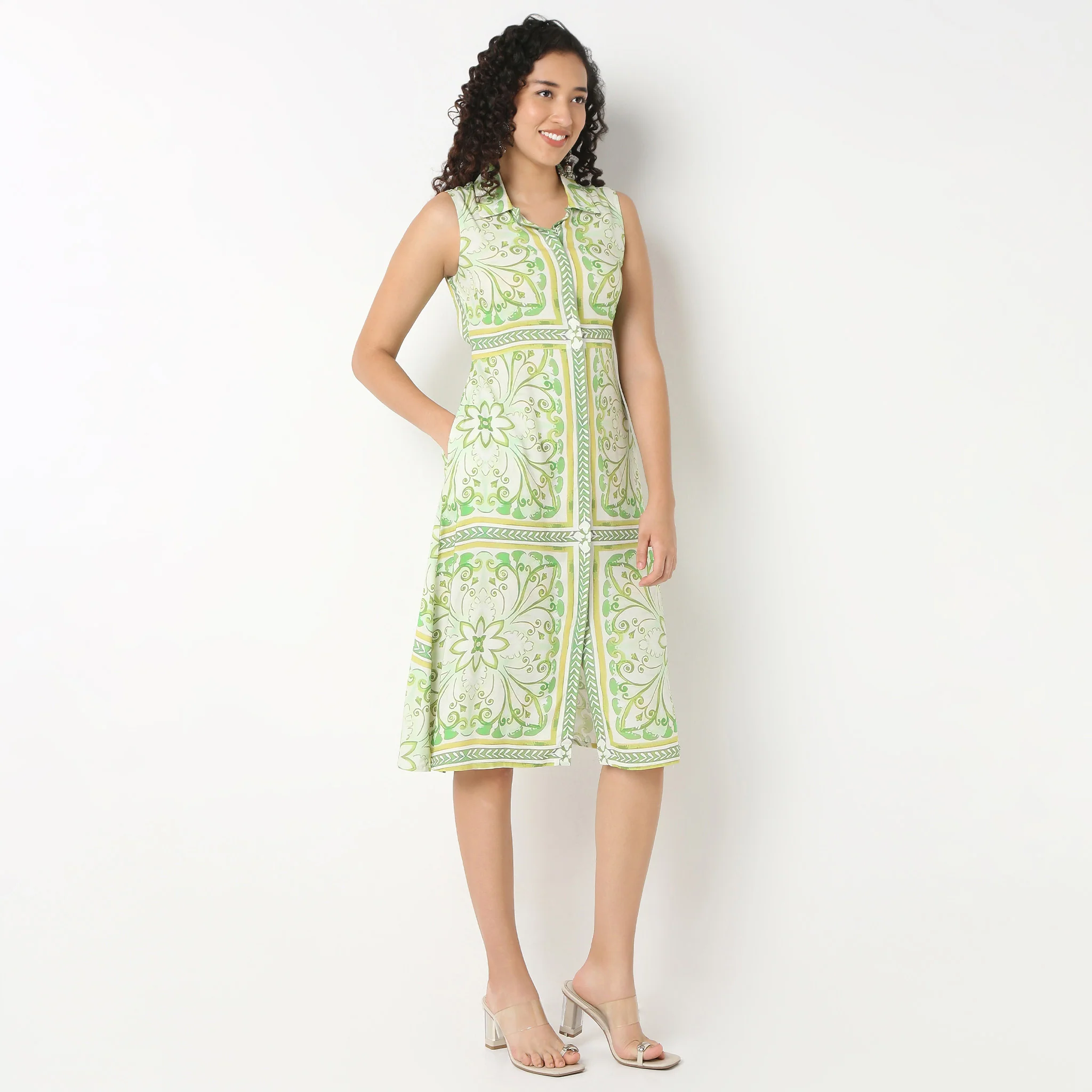 Belted Sleeveless Shirt Dress - Image 5