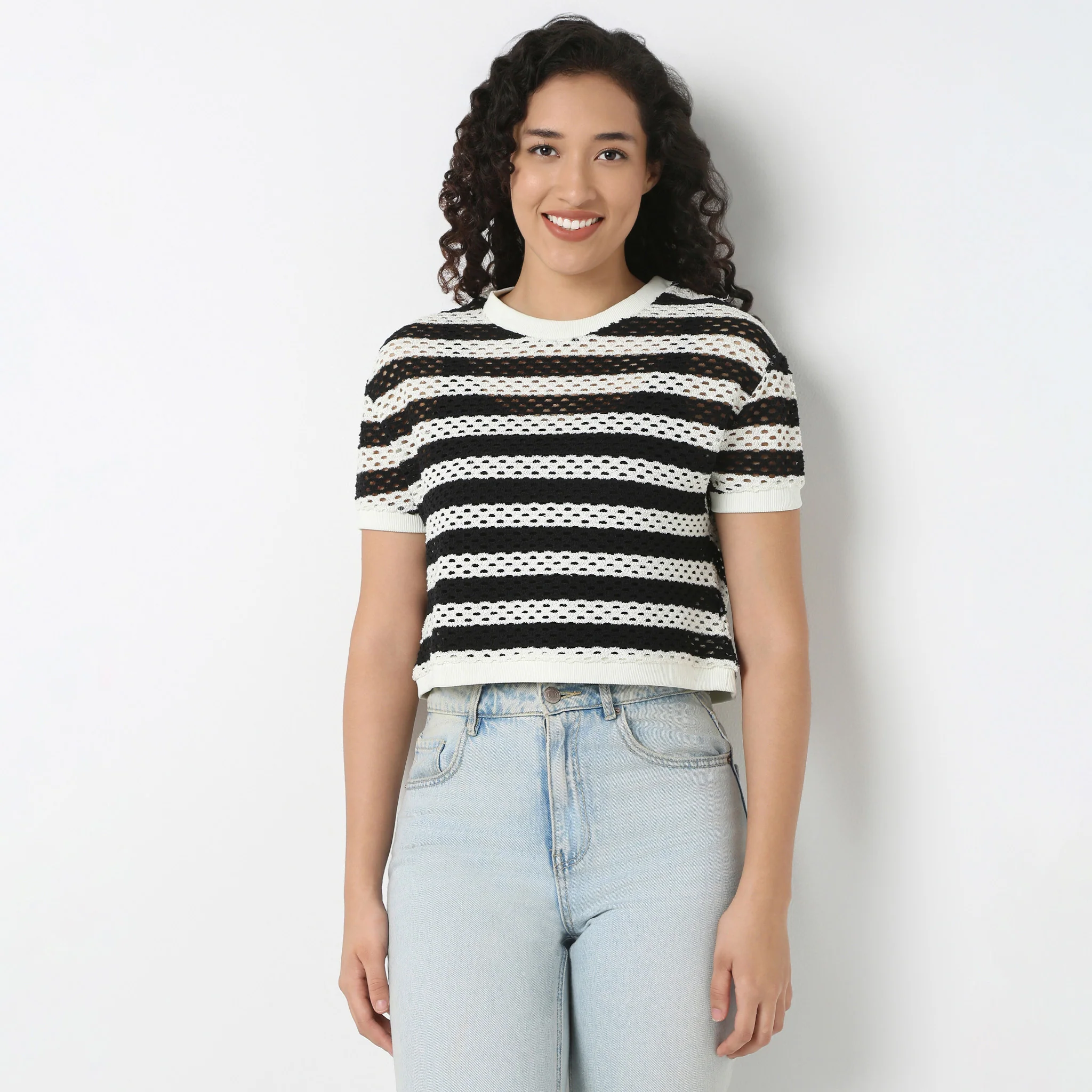 Betty Cropped Boxy Fit Fashion Tee With Half Sleeve - Image 2
