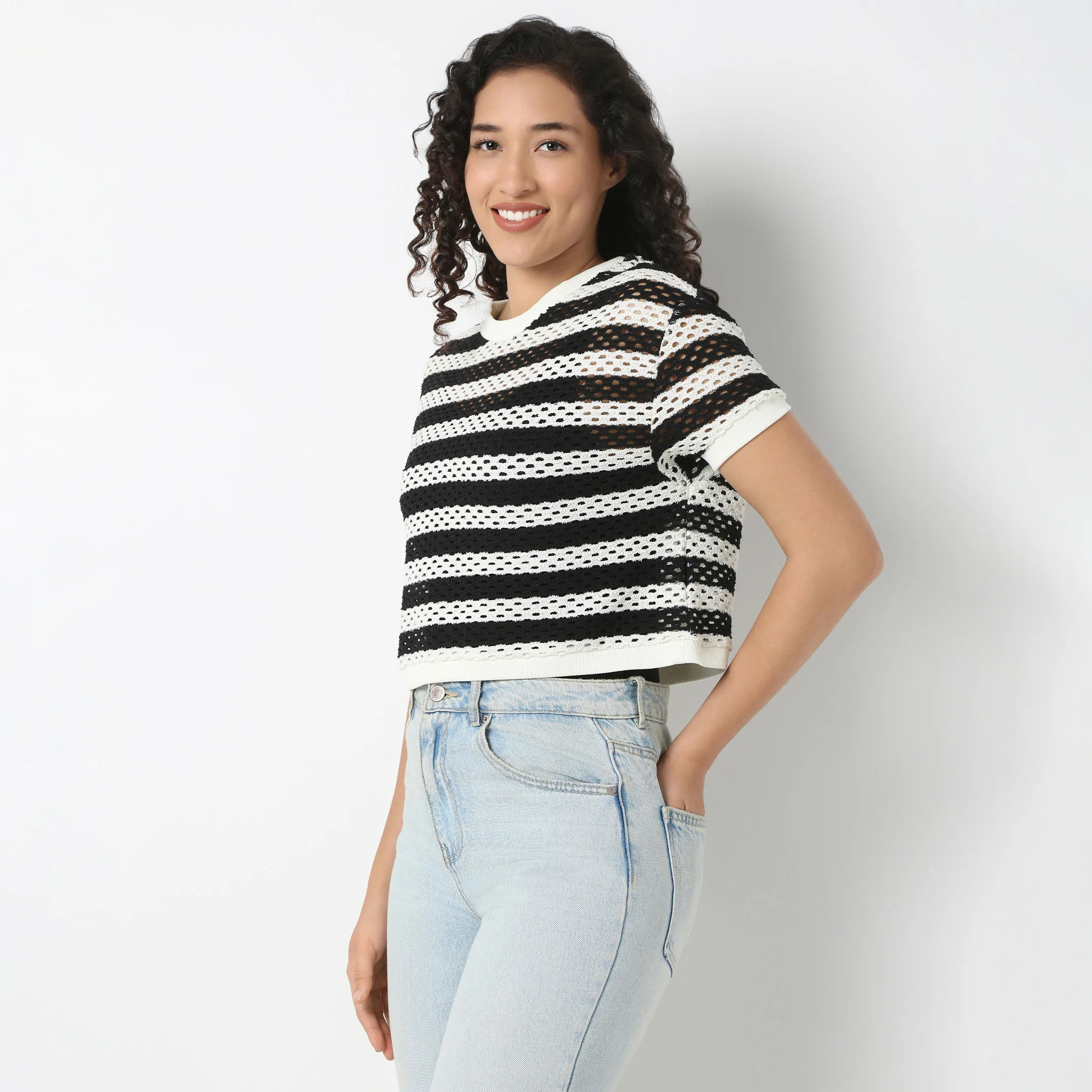 Betty Cropped Boxy Fit Fashion Tee With Half Sleeve - Image 5