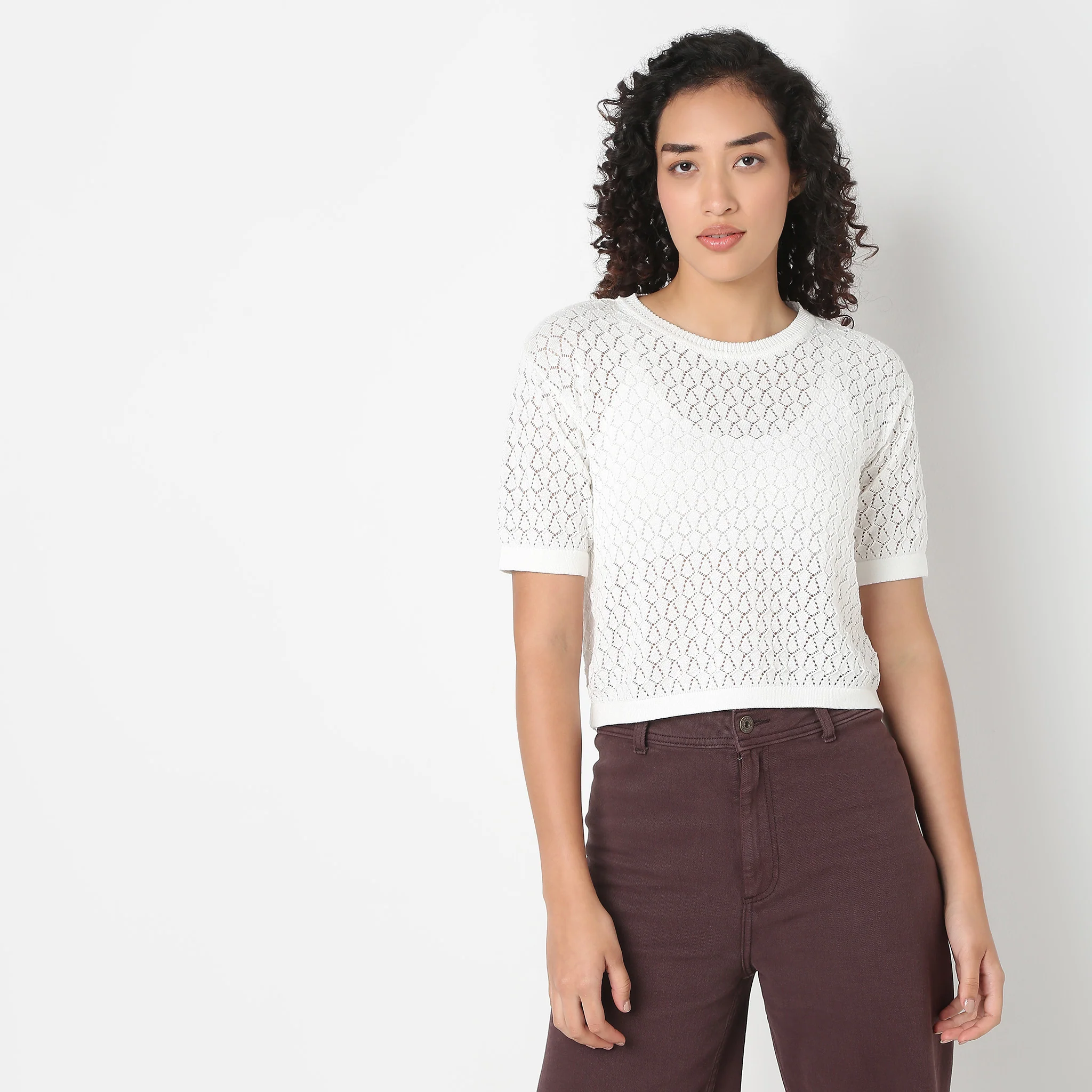 Betty Cropped Fashion Round Neck Tee - Image 2