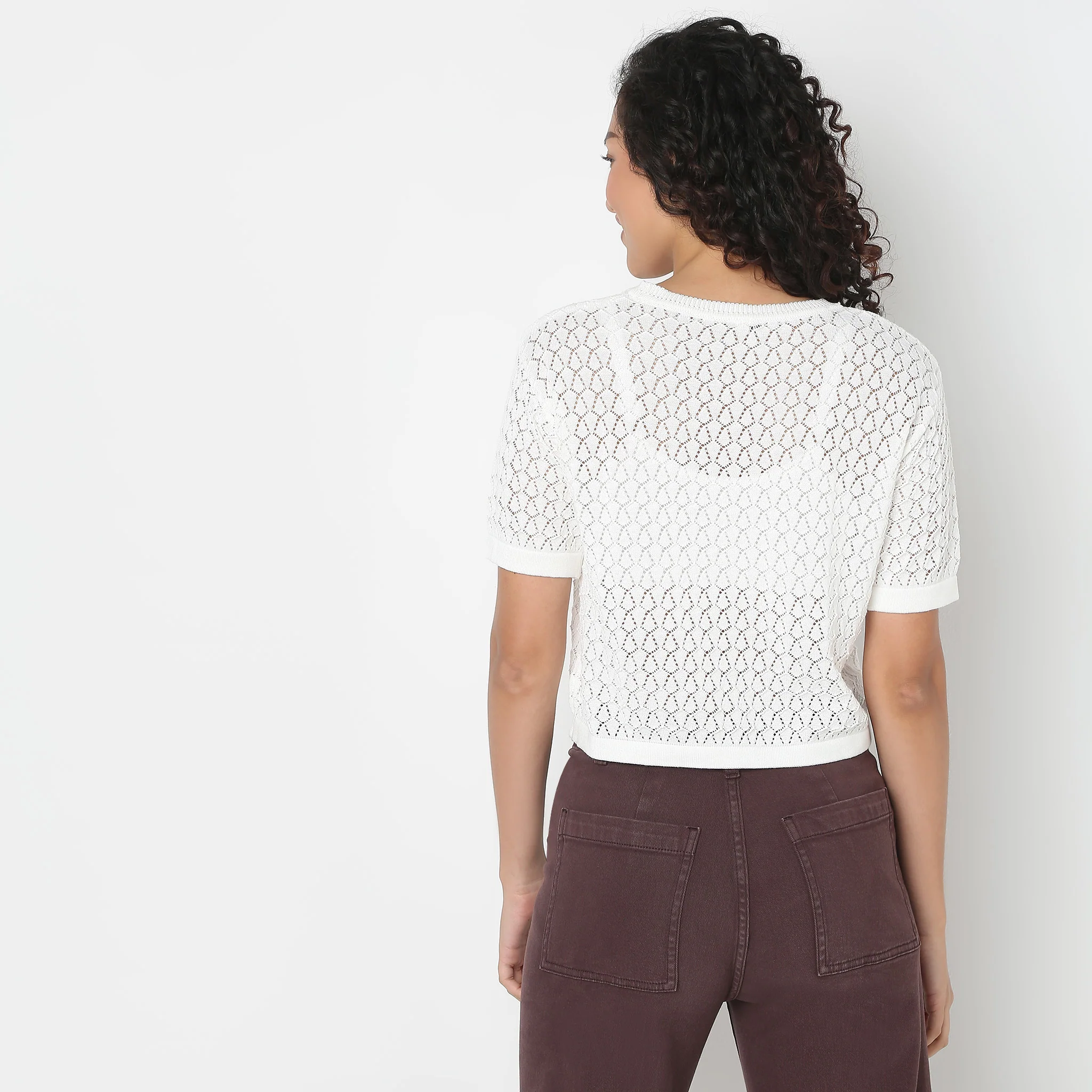 Betty Cropped Fashion Round Neck Tee - Image 3