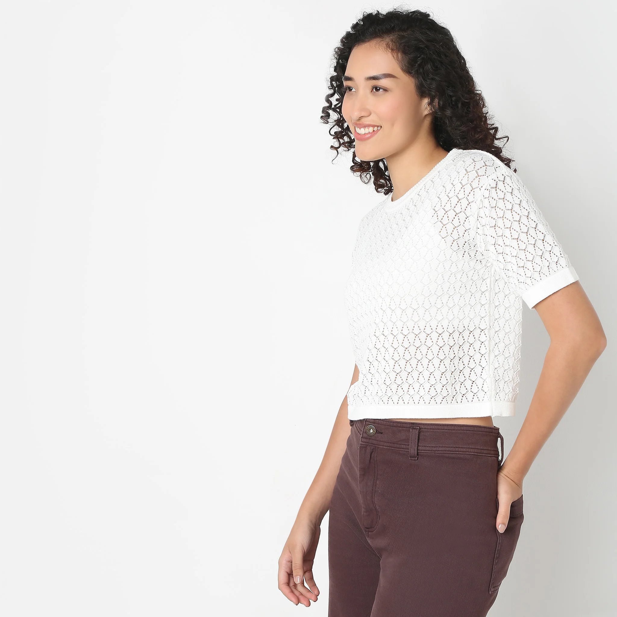 Betty Cropped Fashion Round Neck Tee - Image 5