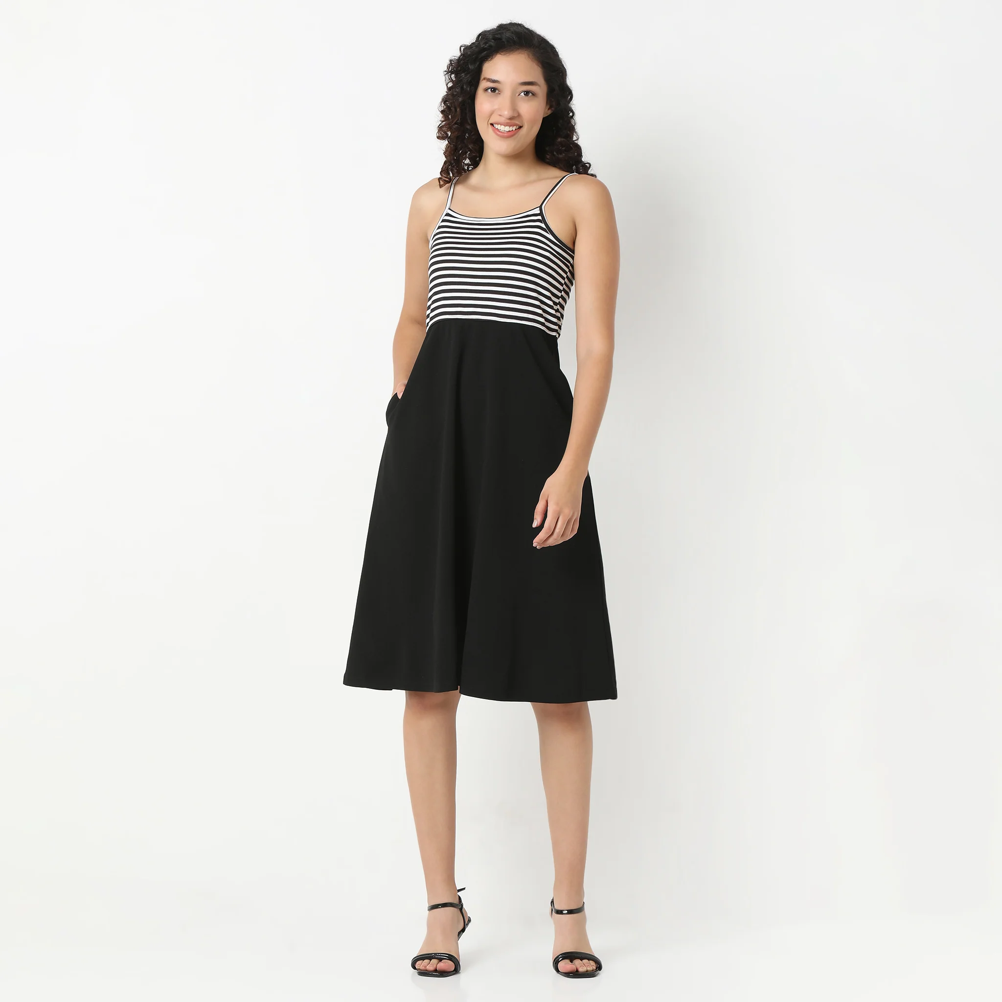 Betty Flared Sleeveless Solid Dress - Image 2