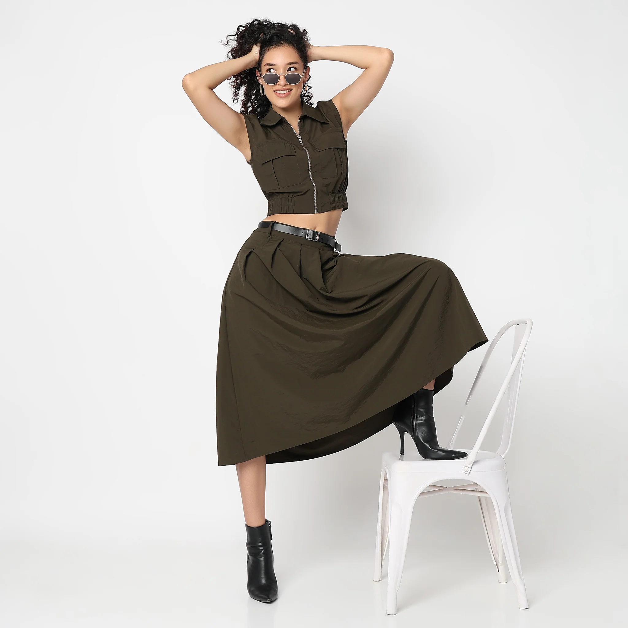 Betty Front Zipper Shirt With Patch Pockets