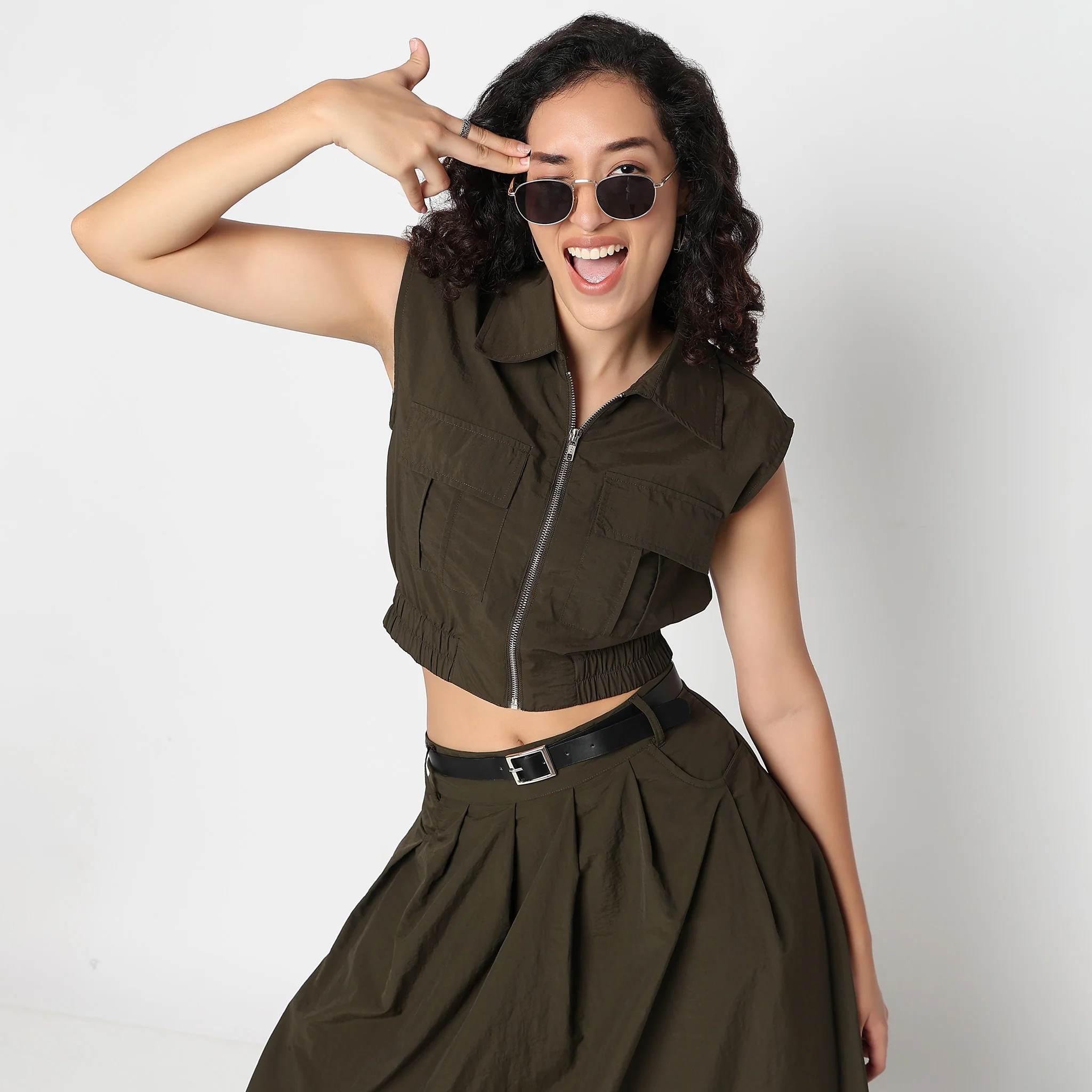 Betty Front Zipper Shirt With Patch Pockets - Image 2