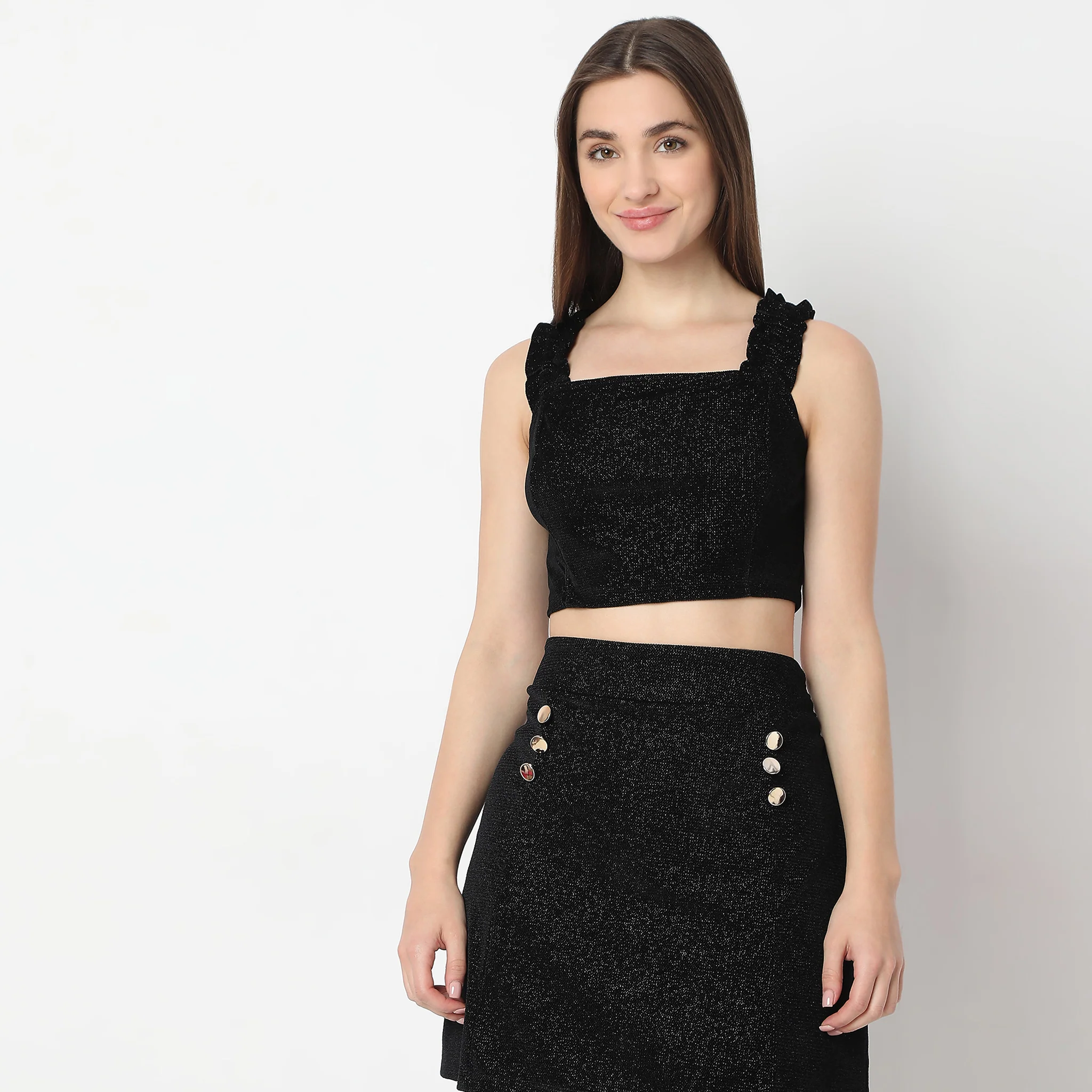 Betty Look Square Neck Fitted Party Crop Top - Image 2