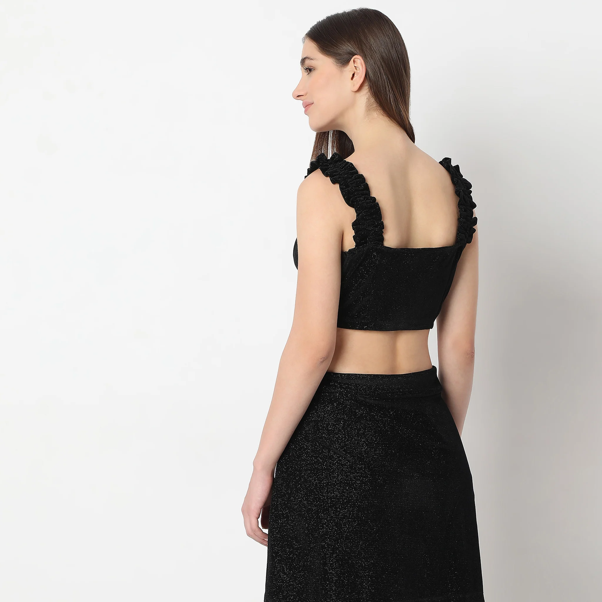Betty Look Square Neck Fitted Party Crop Top - Image 3