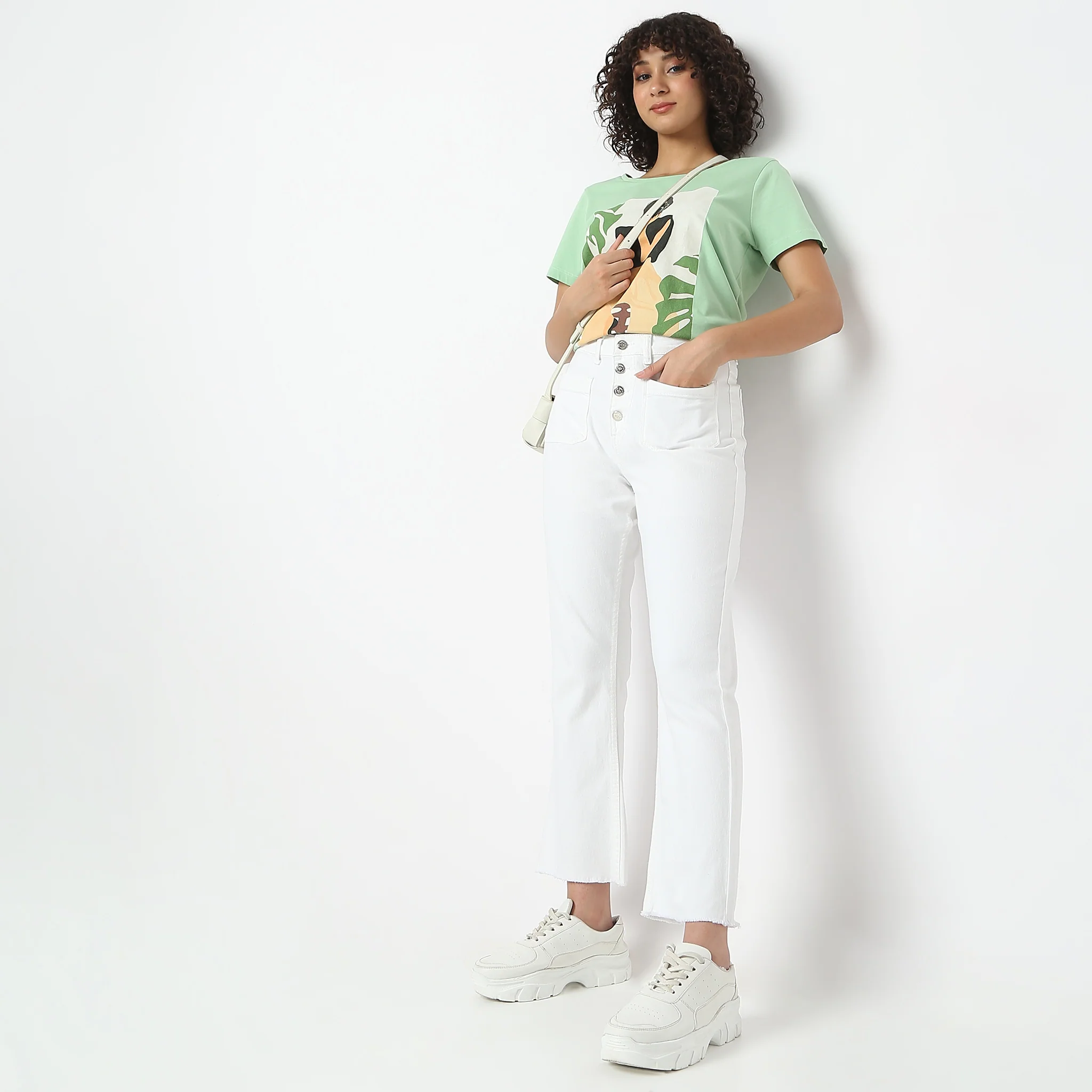 Boot Cut Ankle Length High Rise Jeans