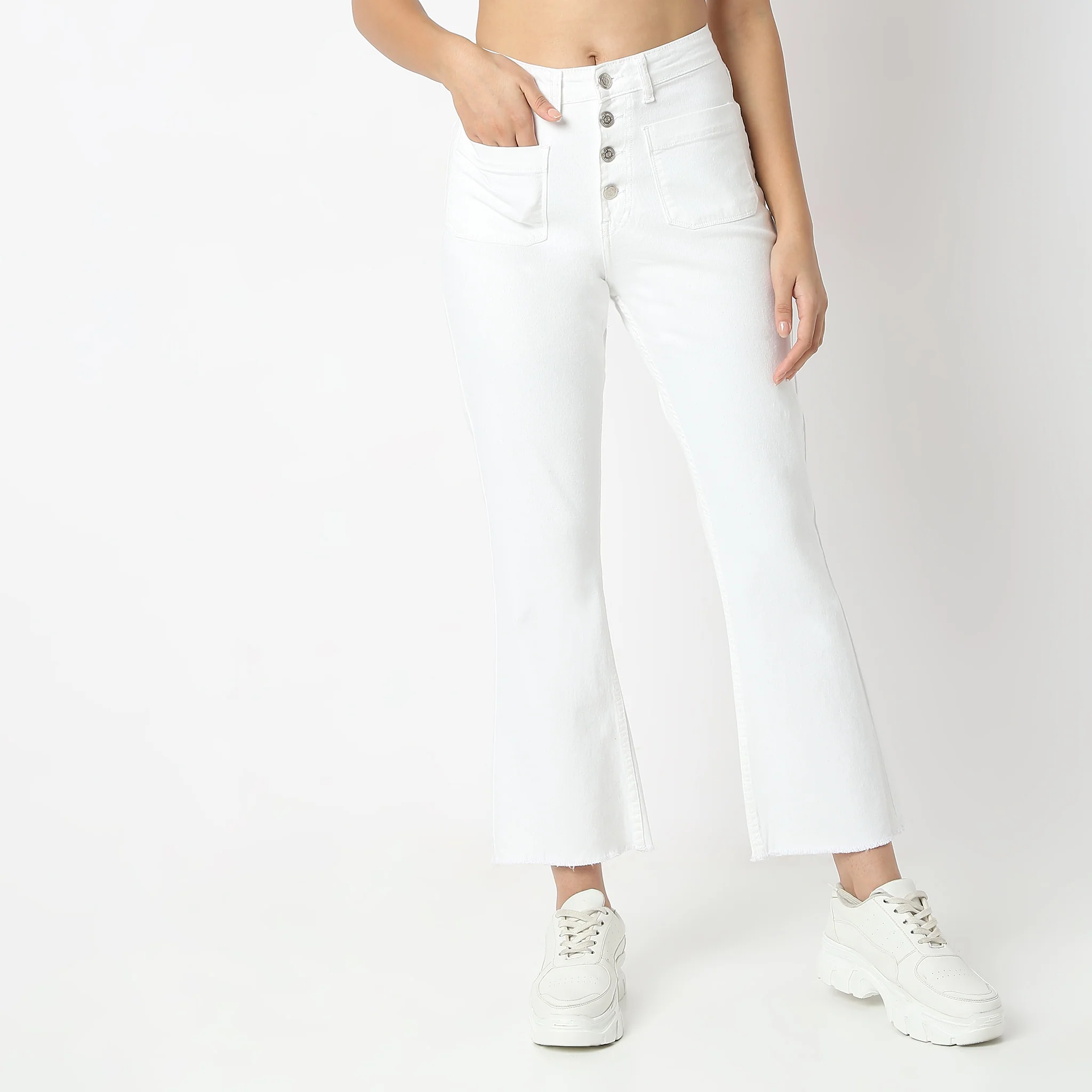 Boot Cut Ankle Length High Rise Jeans - Image 2