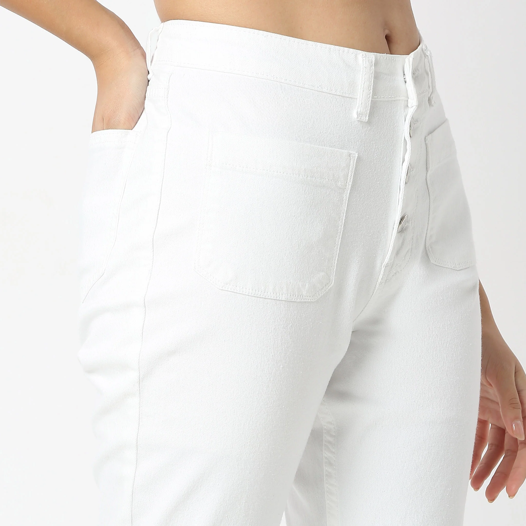 Boot Cut Ankle Length High Rise Jeans - Image 4
