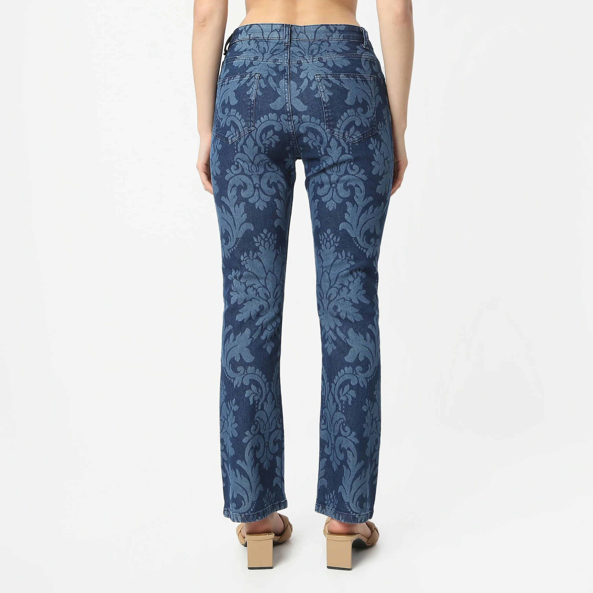 Boot Cut Printed Full Length High Rise Jeans - Image 3