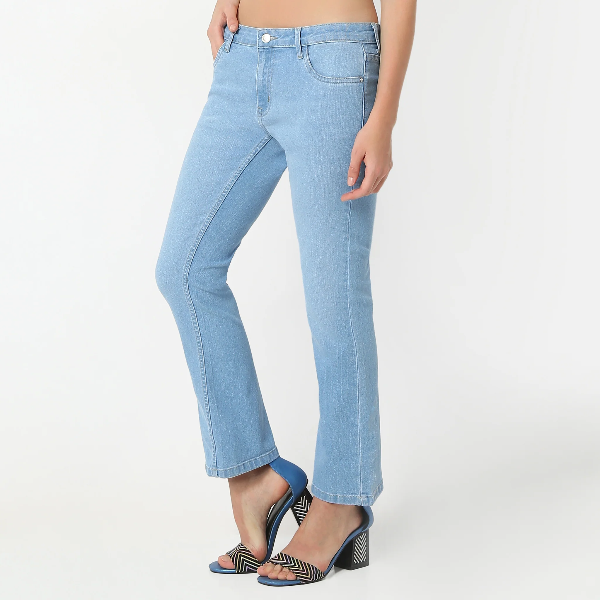 Boot Cut Ankle Length Low Rise Clean Look Jeans - Image 15