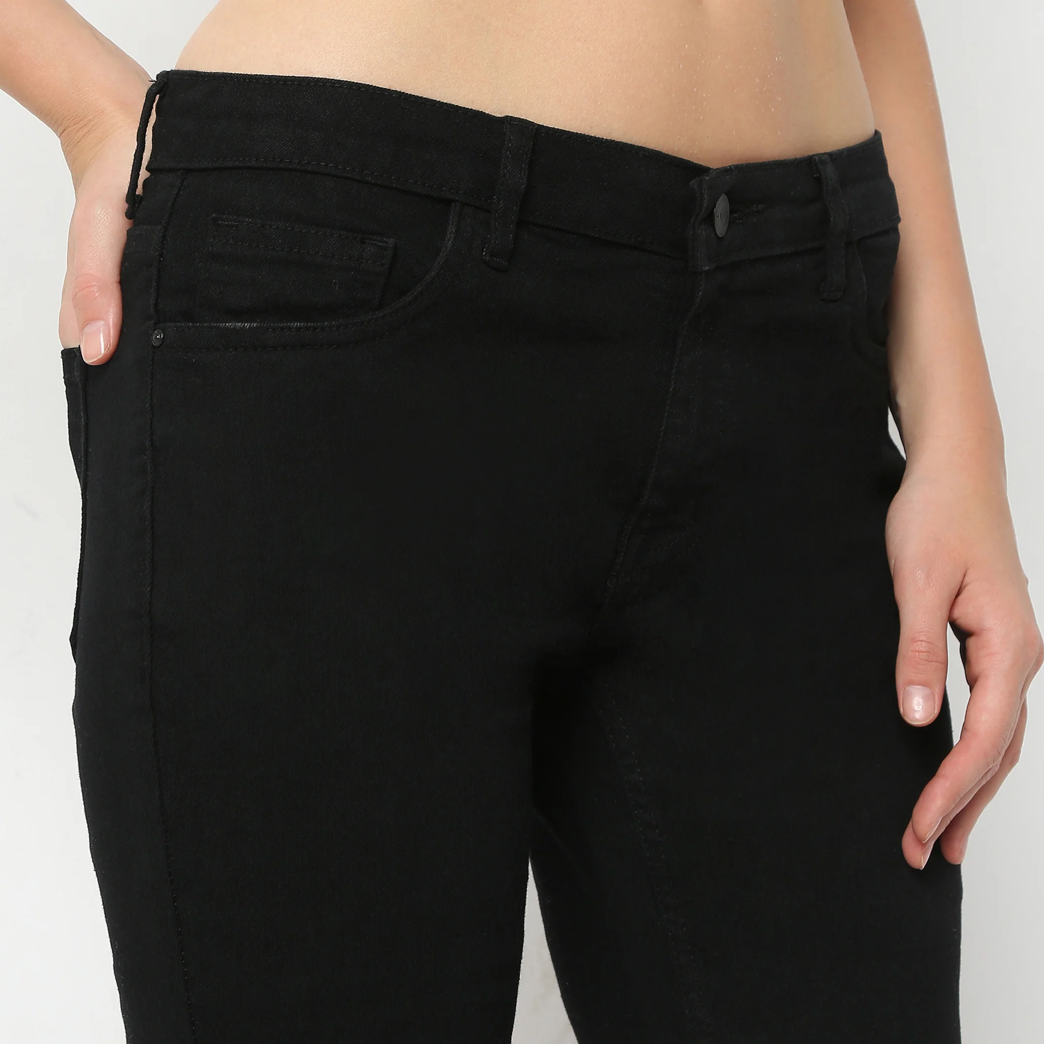 Boot Cut Ankle Length Low Rise Clean Look Jeans - Image 4
