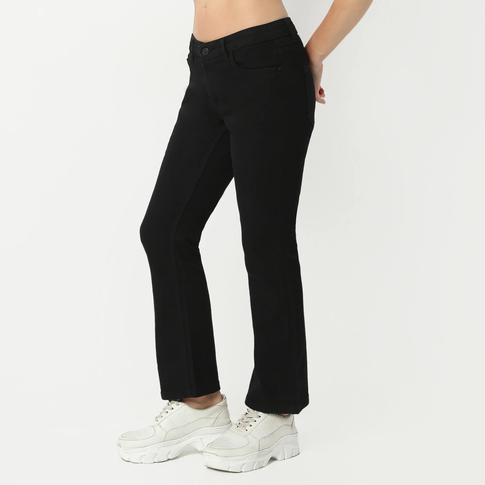 Boot Cut Ankle Length Low Rise Clean Look Jeans - Image 5