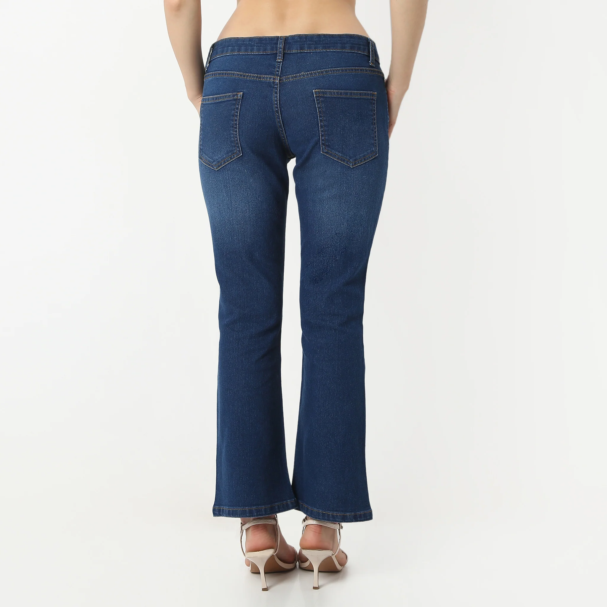 Boot Cut Ankle Length Low Rise Clean Look Jeans - Image 8