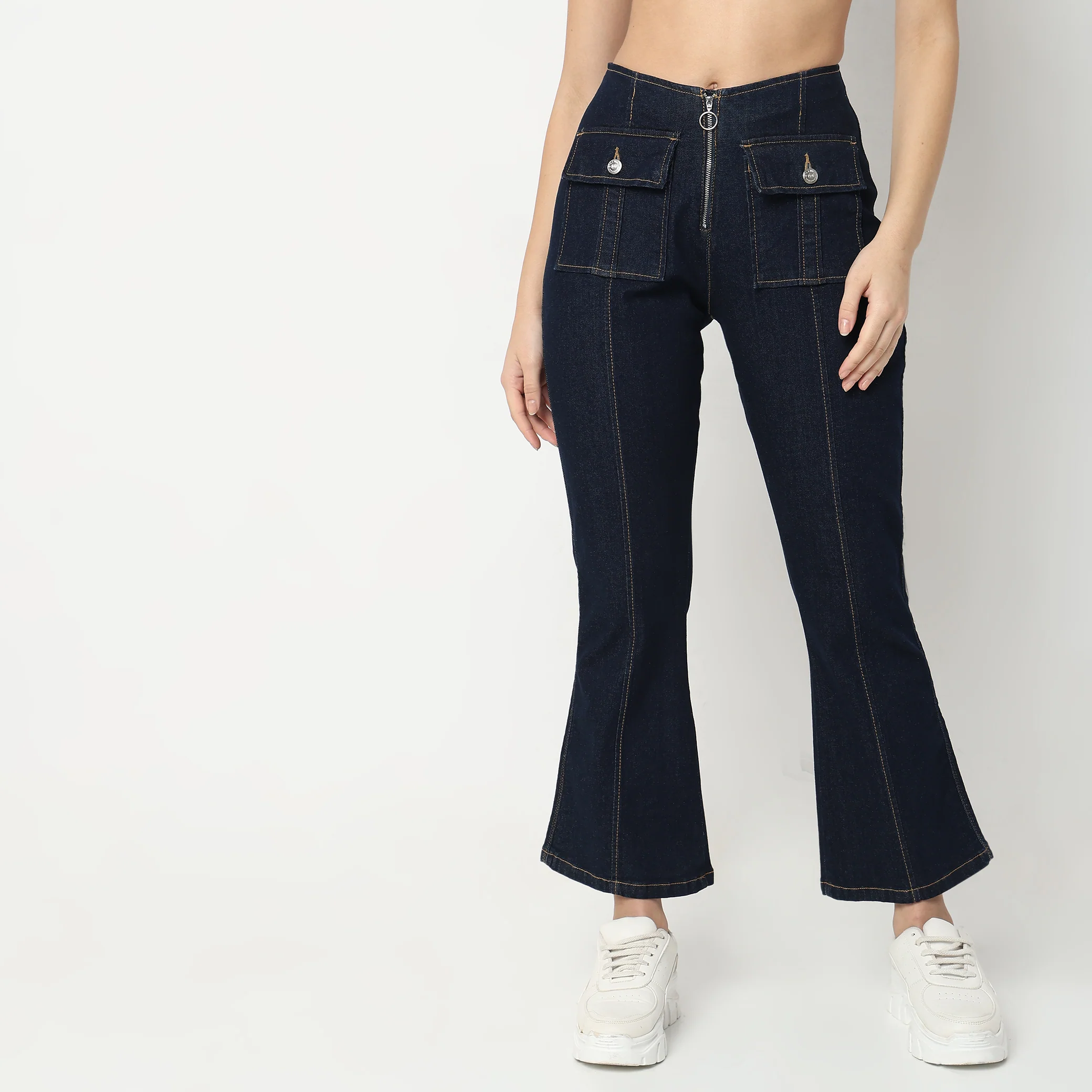 Women High Waist Boot Cut Jeans - Image 2