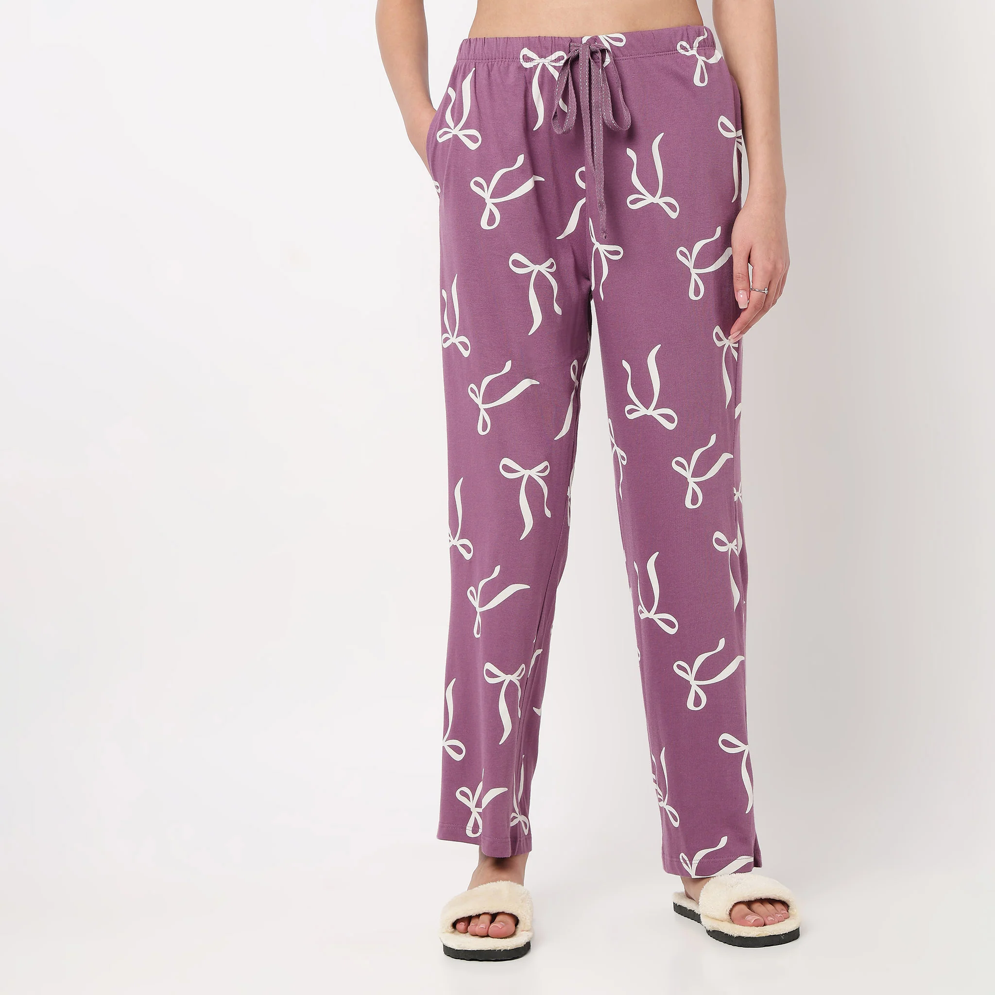 Bow Print Cotton Lounge Pyjamas - Image 2