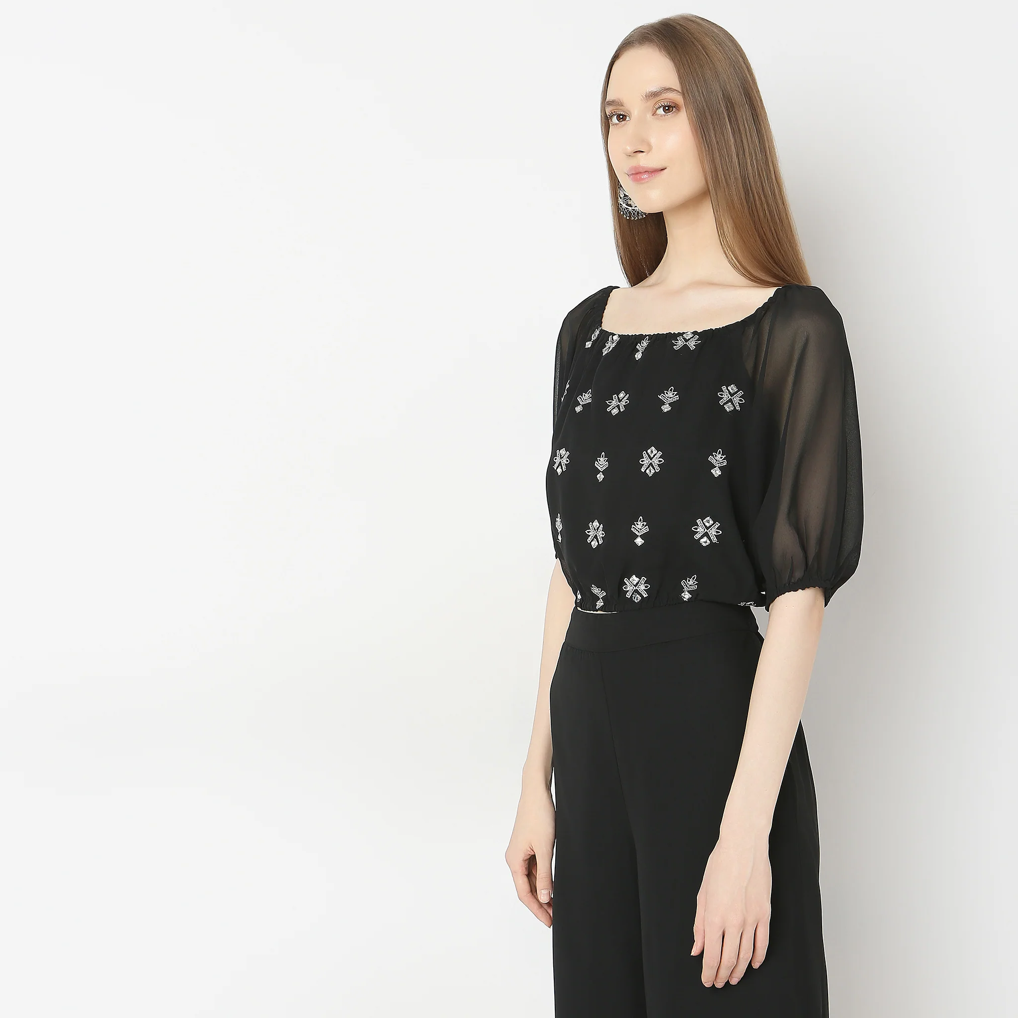 Boxy Fit Embroidered Crop Top - Image 5