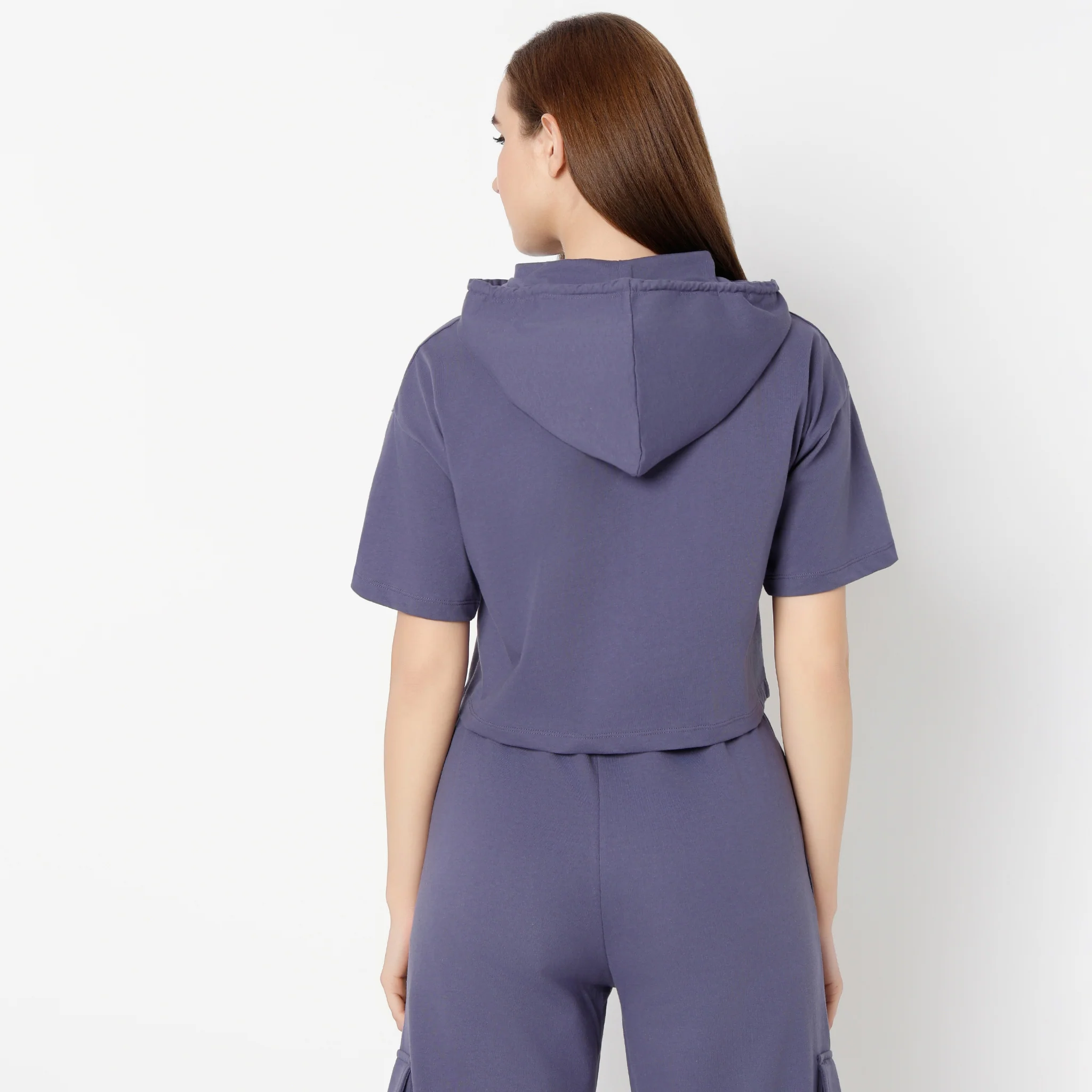 Hoodie Boxy Fit Graphic Athleisure Crop T-Shirt - Image 3
