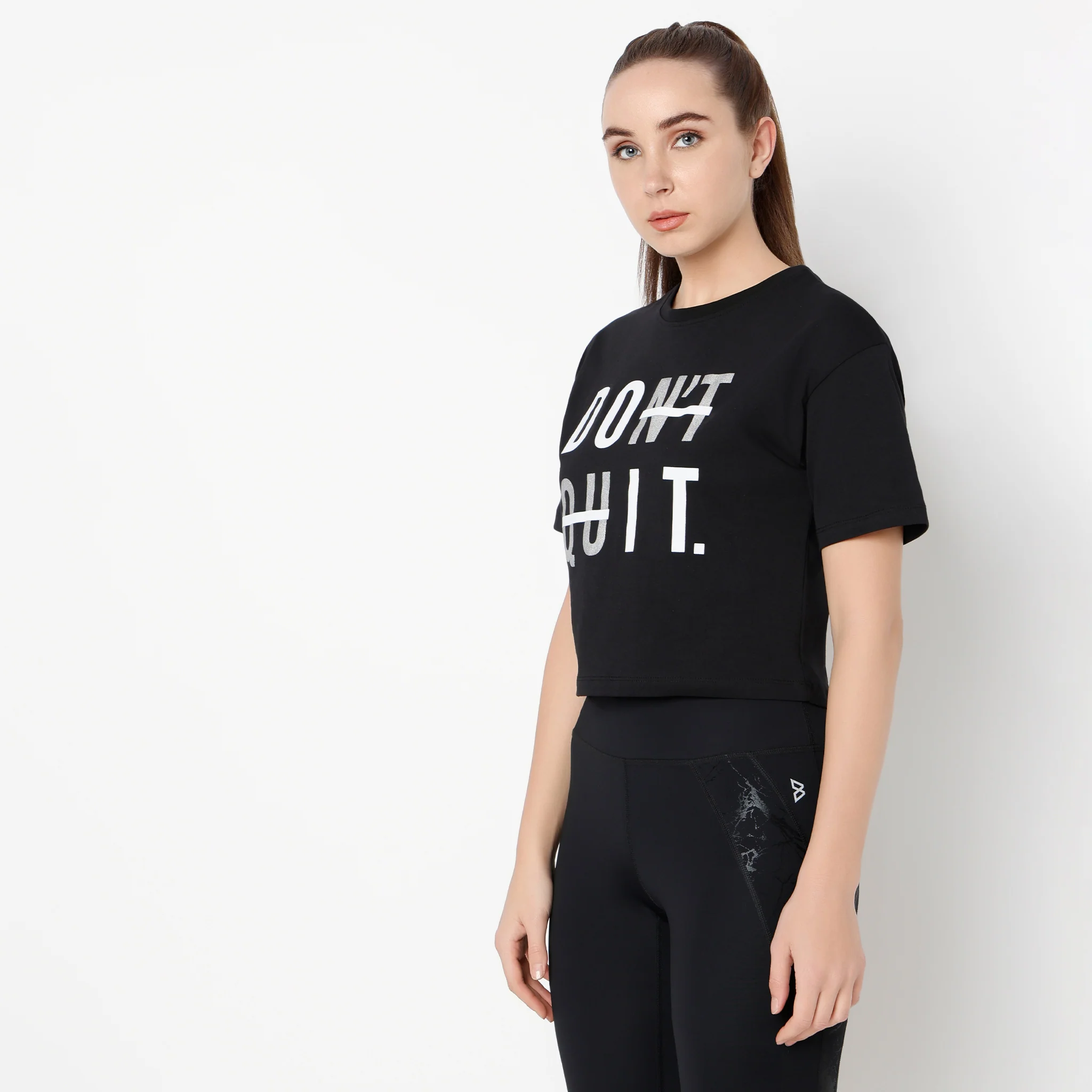 Boxy Fit Round Neck Performance Graphic Crop T-Shirt - Image 10