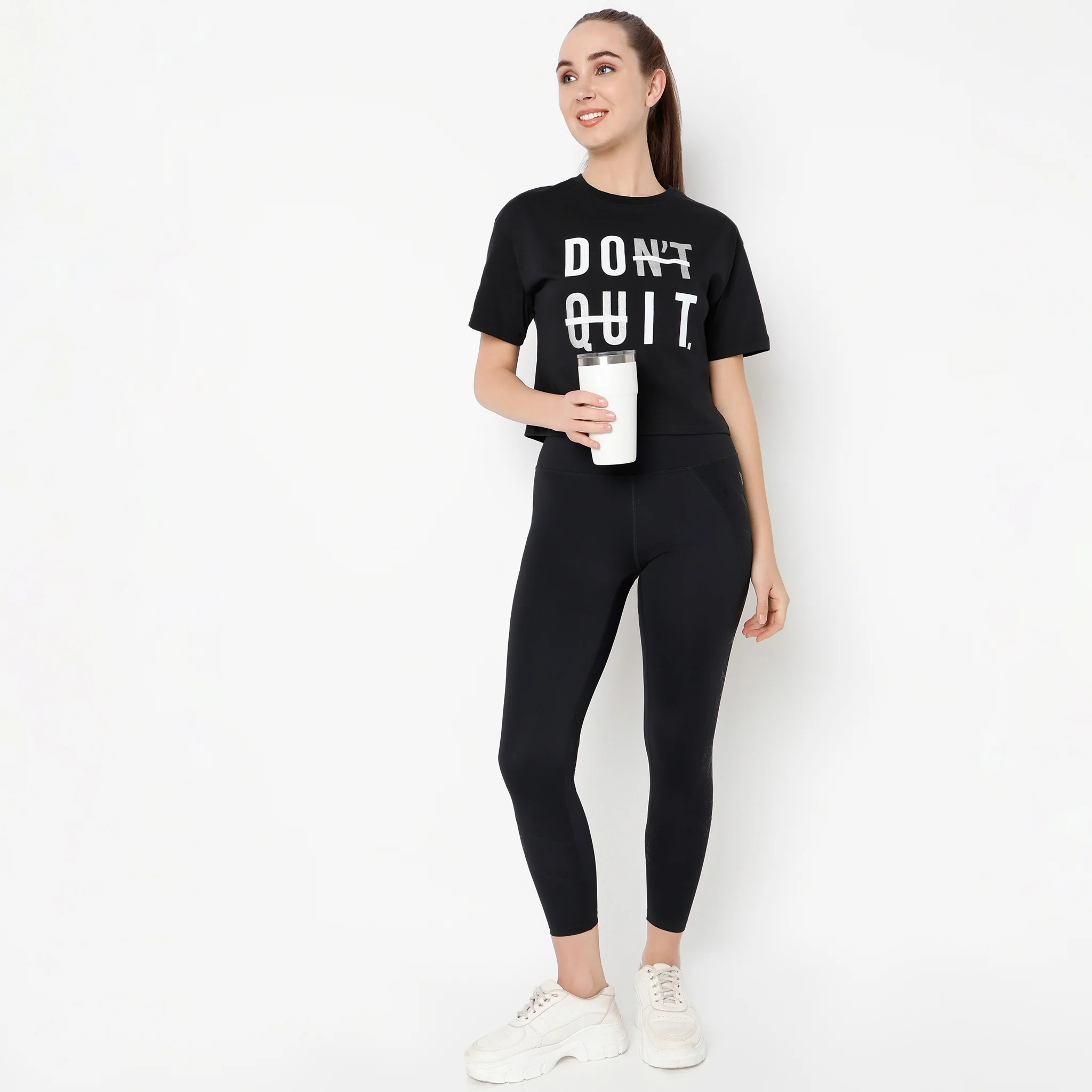Boxy Fit Round Neck Performance Graphic Crop T-Shirt - Image 6