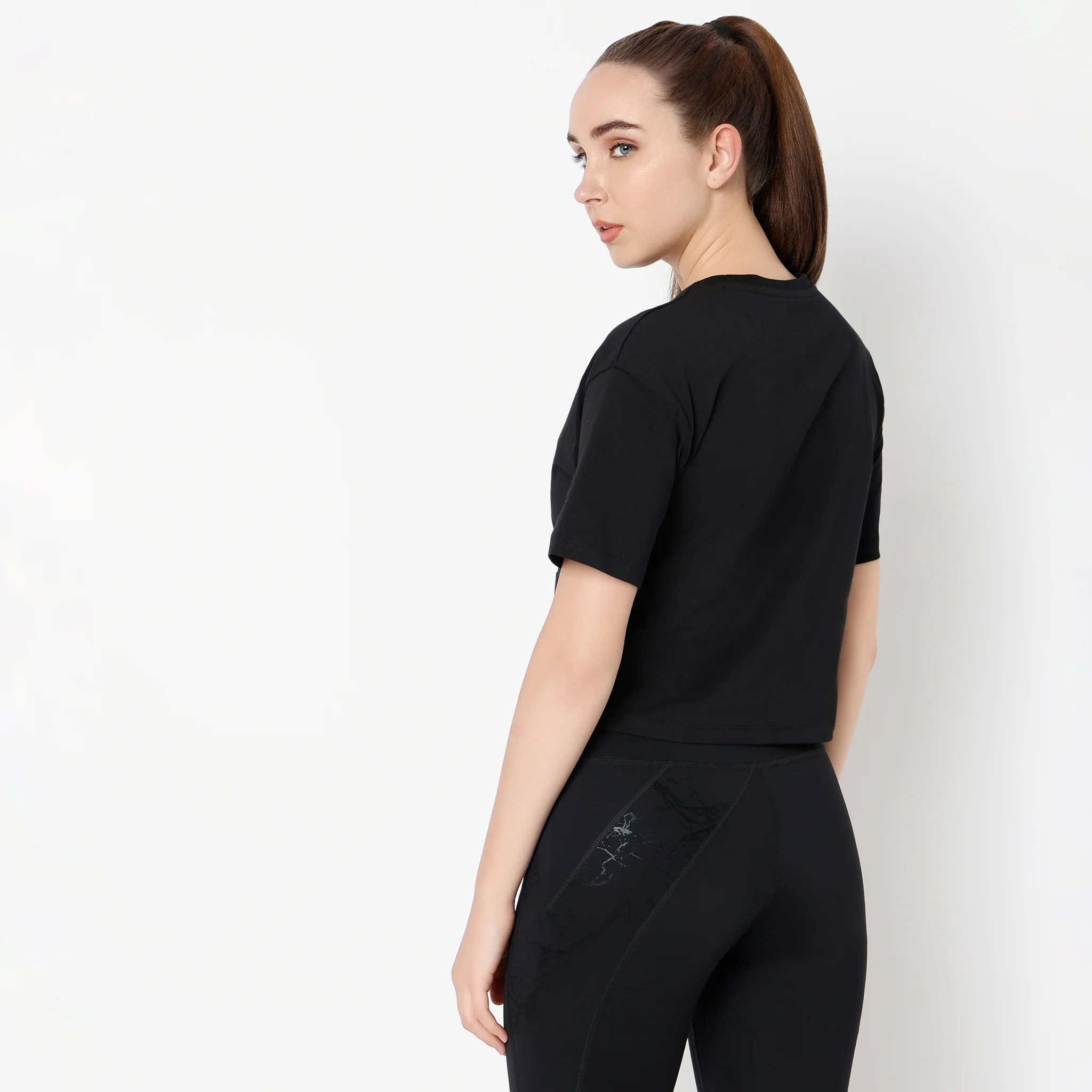Boxy Fit Round Neck Performance Graphic Crop T-Shirt - Image 8
