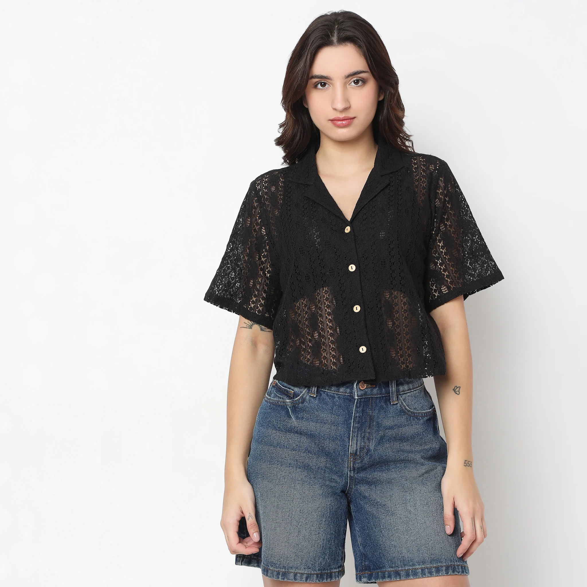 Boxy Fit Lace Shirt - Image 2