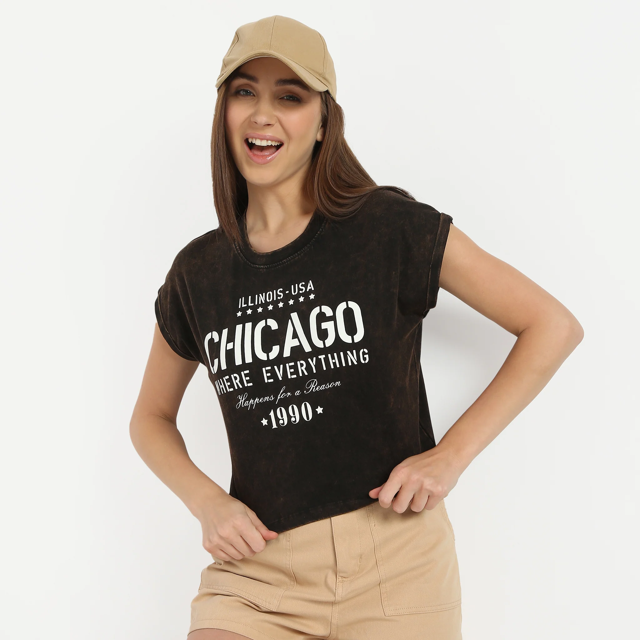 Boxy Fit Printed Dolman Sleeve T-Shirt - Image 5
