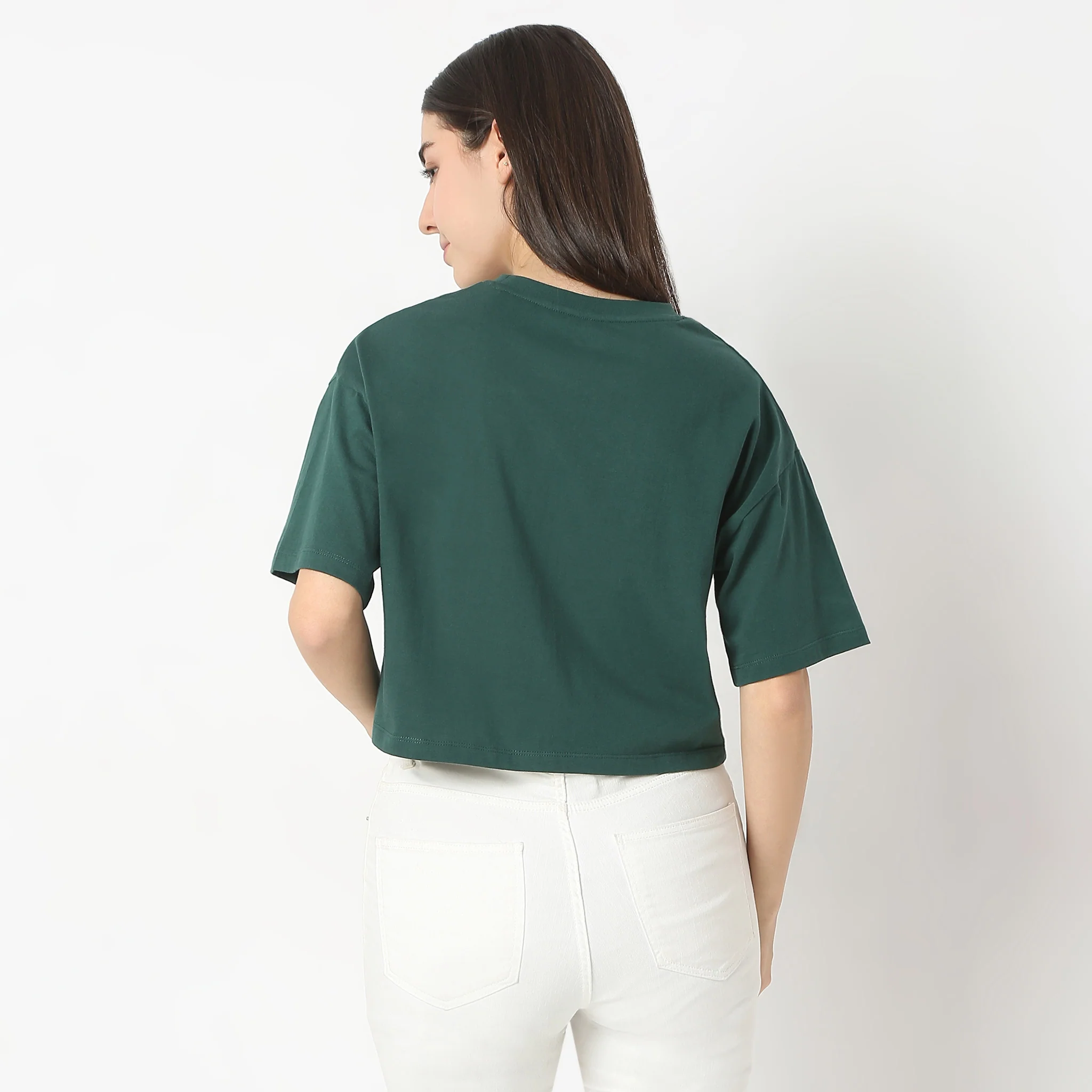 Boxy Fit Printed Short Sleeve Crop T-Shirt - Image 3